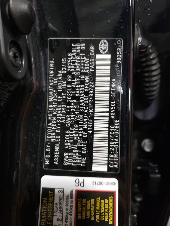 4T4BF1FK1FR489727 2015 Toyota Camry Le