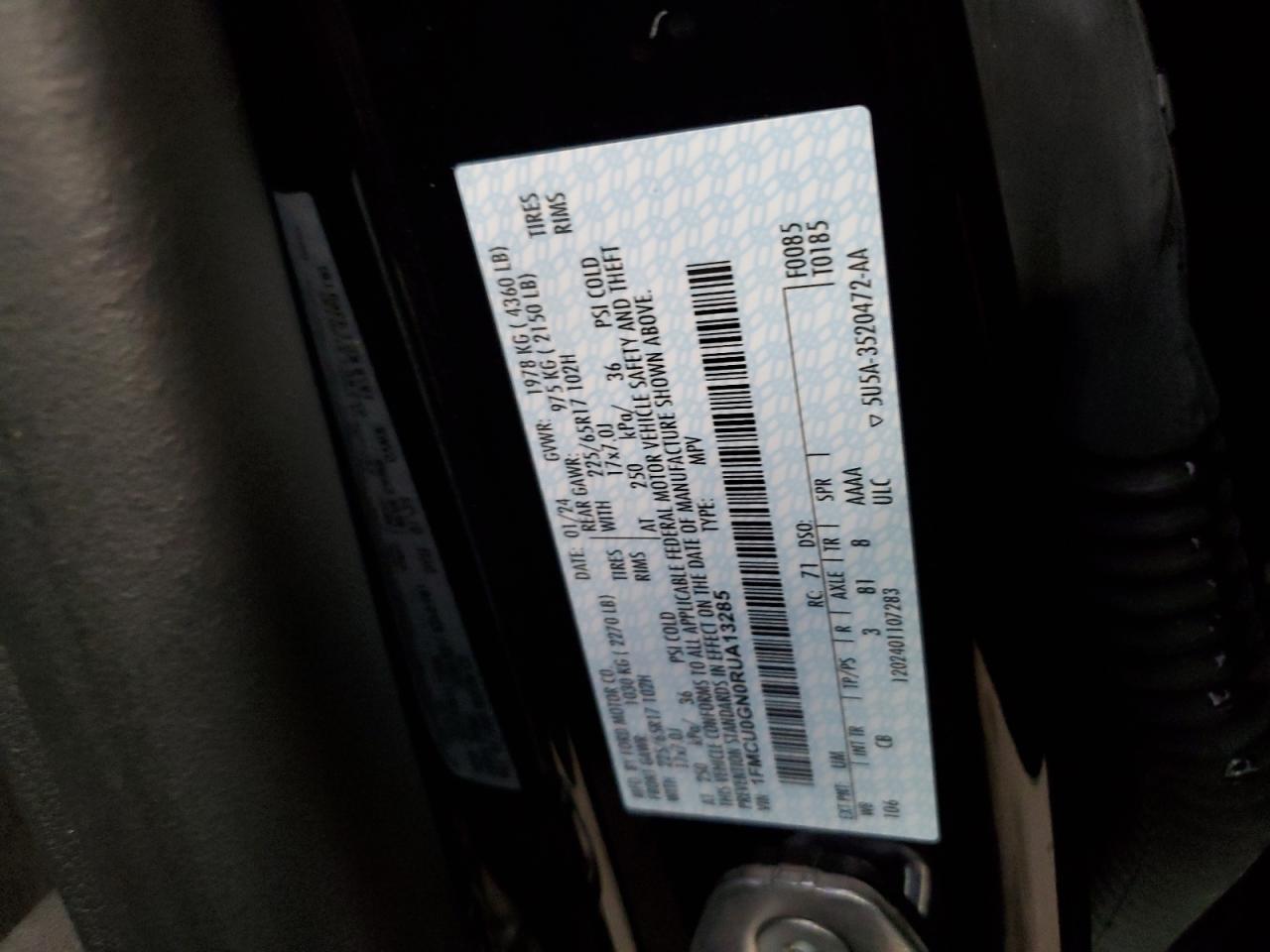 2024 Ford Escape Active VIN: 1FMCU0GN0RUA13285 Lot: 68569144