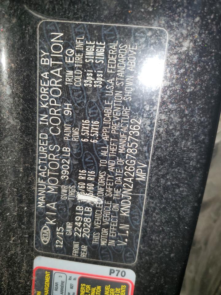 2016 Kia Soul VIN: KNDJN2A26G7857362 Lot: 66927074