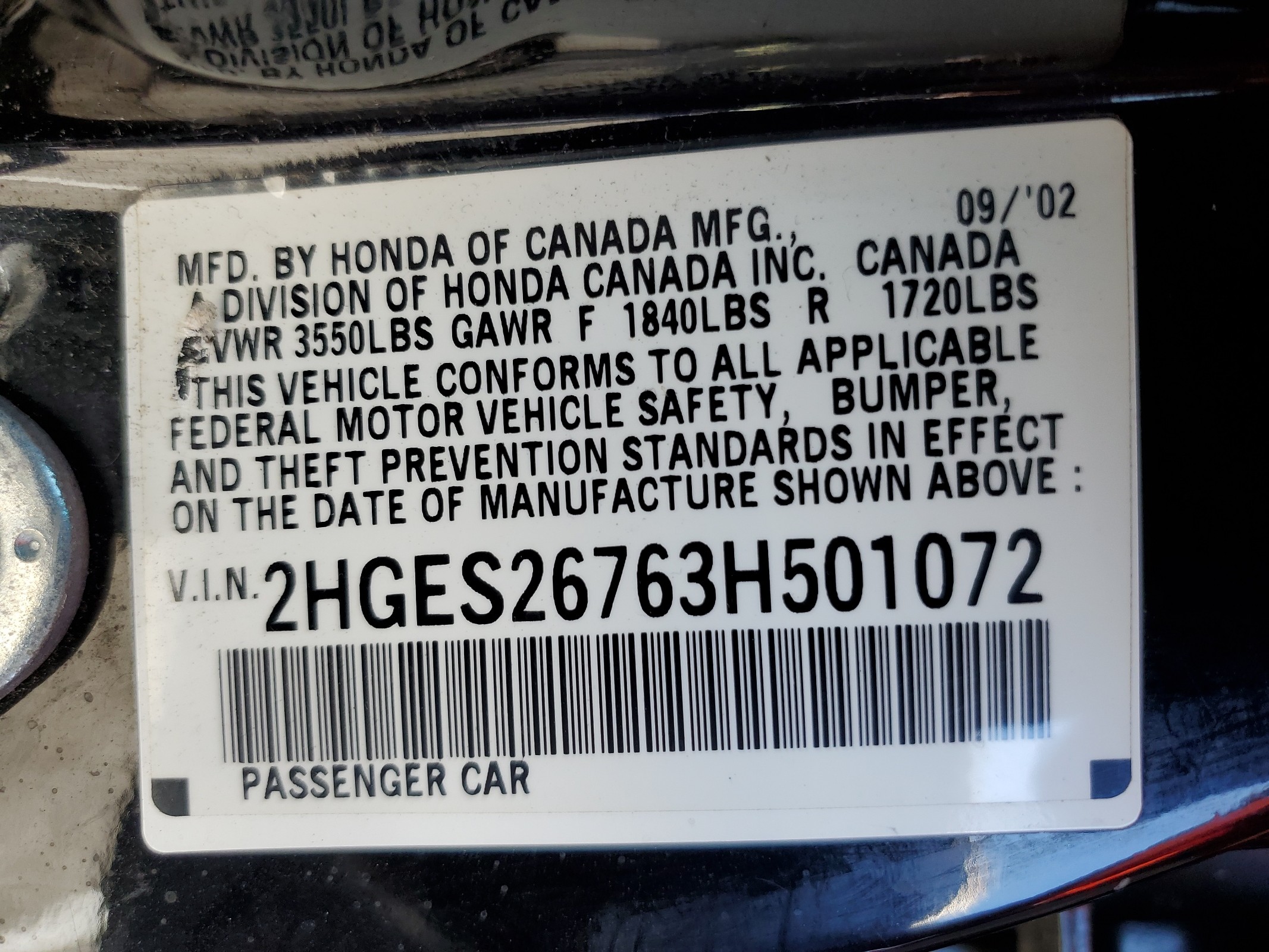 2HGES26763H501072 2003 Honda Civic Ex