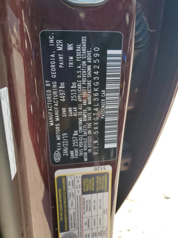 2019 Kia Optima Lx VIN: 5XXGT4L36KG342590 Lot: 65380334