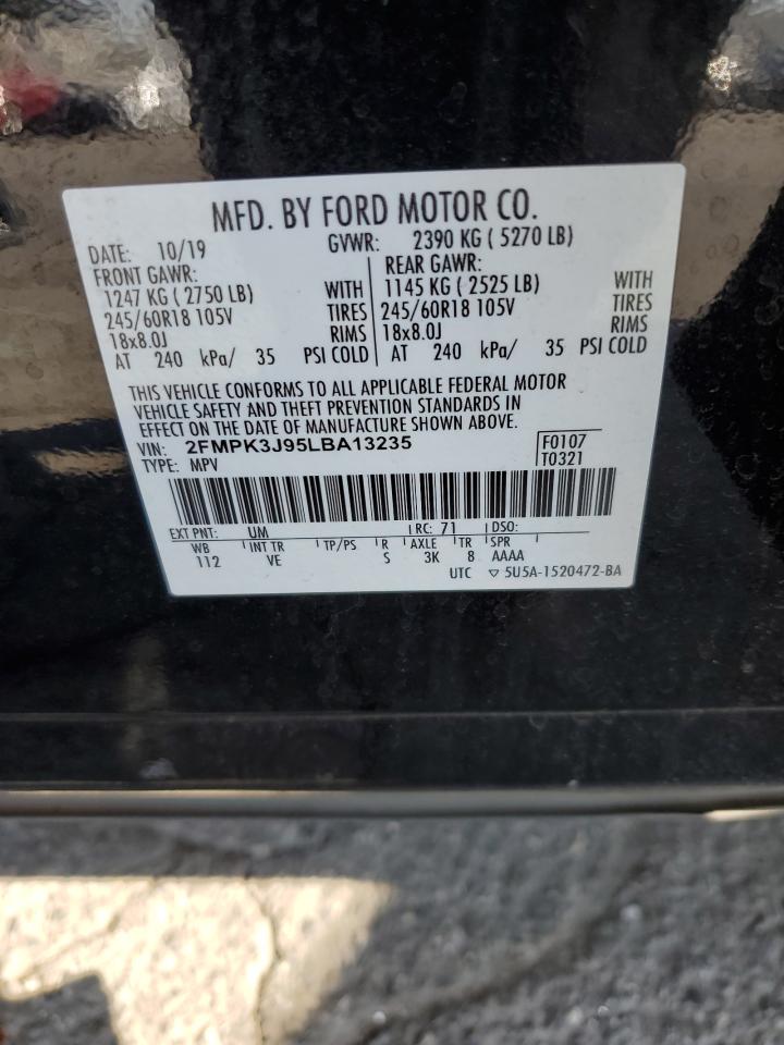 2020 Ford Edge Sel VIN: 2FMPK3J95LBA13235 Lot: 65857154