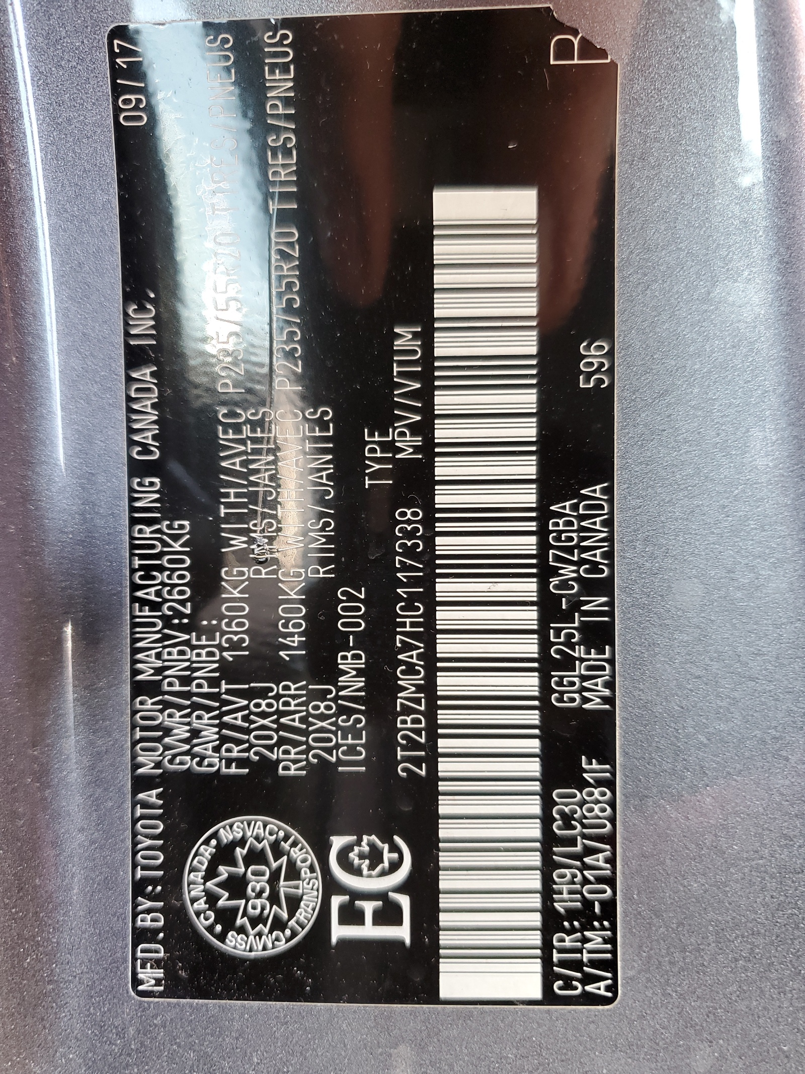 2T2BZMCA7HC117338 2017 Lexus Rx 350 Base