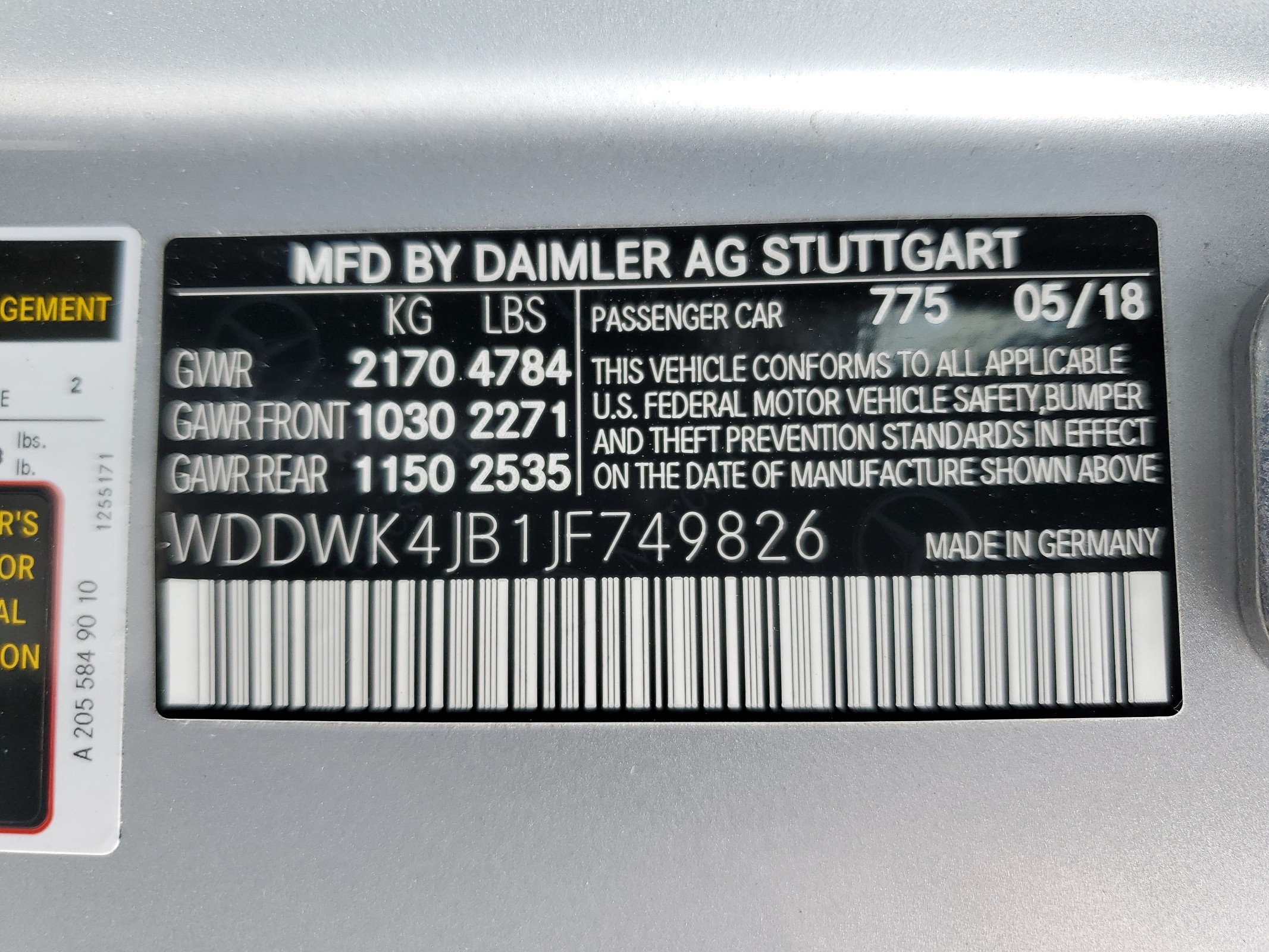 WDDWK4JB1JF749826 2018 Mercedes-Benz C 300