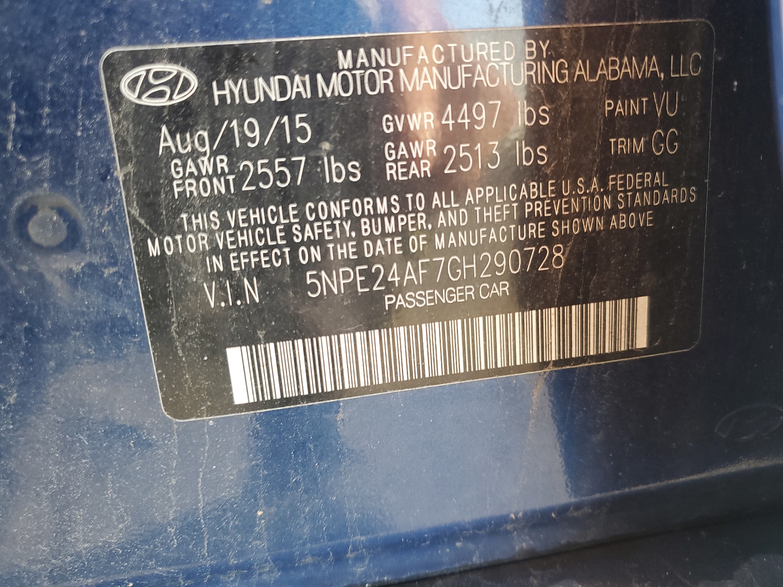 5NPE24AF7GH290728 2016 Hyundai Sonata Se