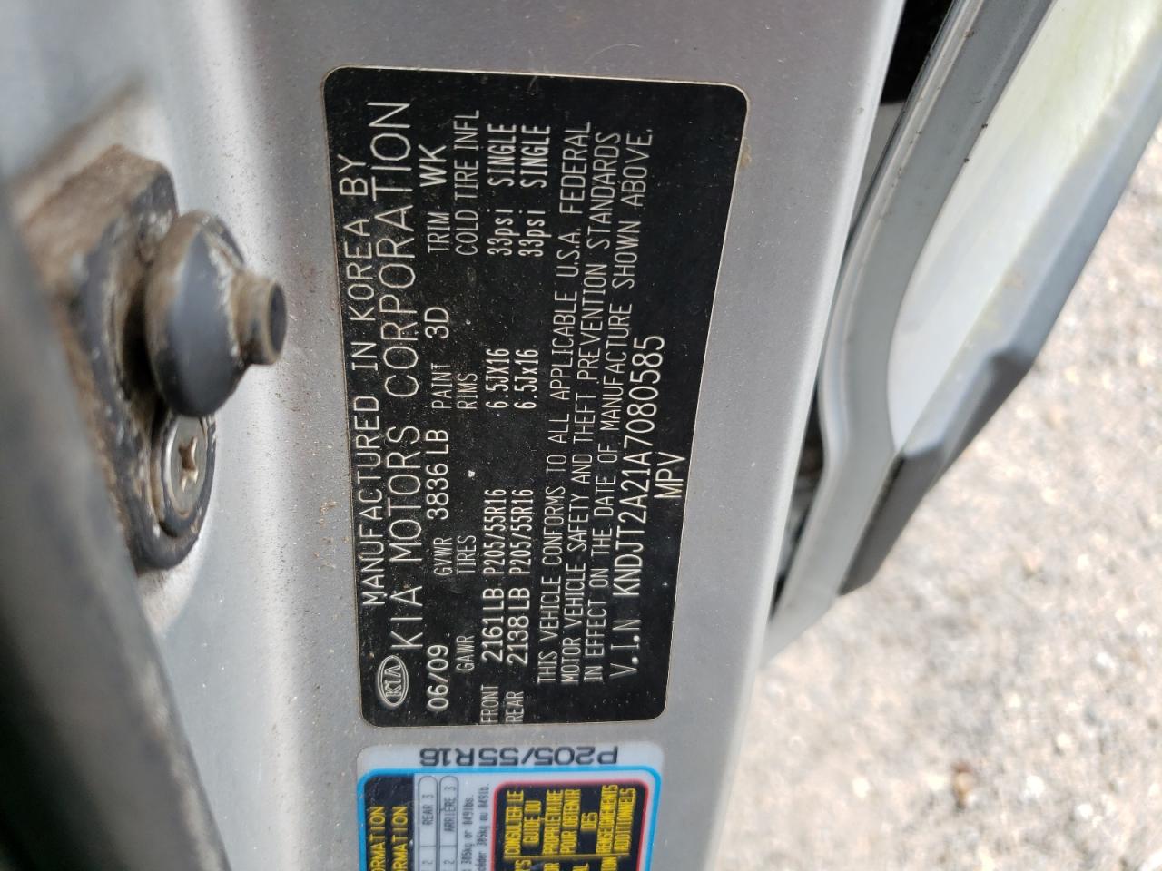 2010 Kia Soul + VIN: KNDJT2A21A7080585 Lot: 66190404