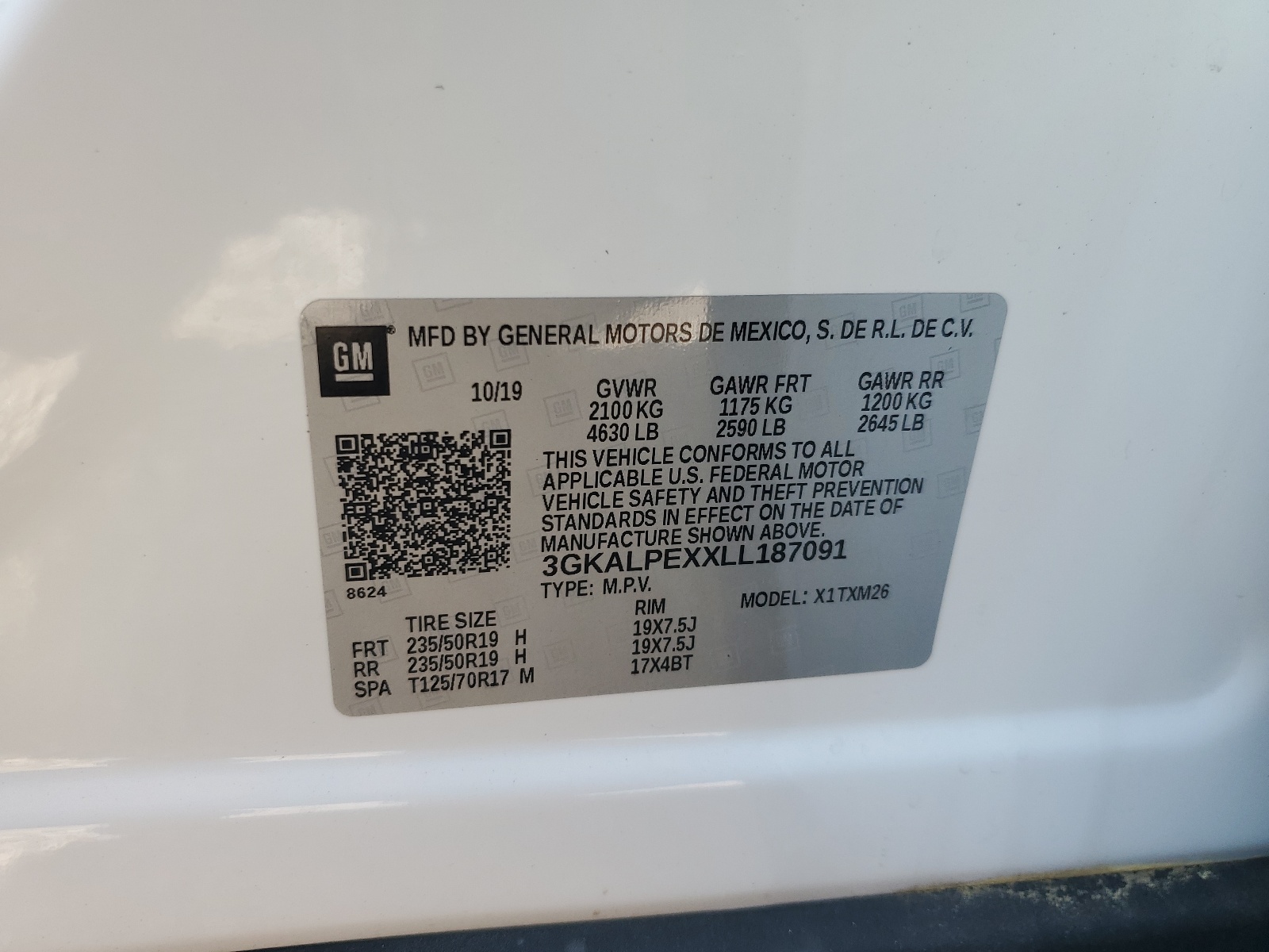 3GKALPEXXLL187091 2020 GMC Terrain Slt