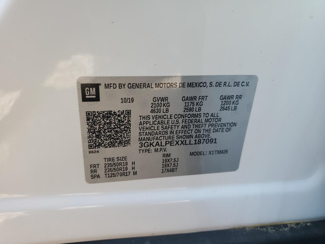 2020 GMC Terrain Slt VIN: 3GKALPEXXLL187091 Lot: 65644584