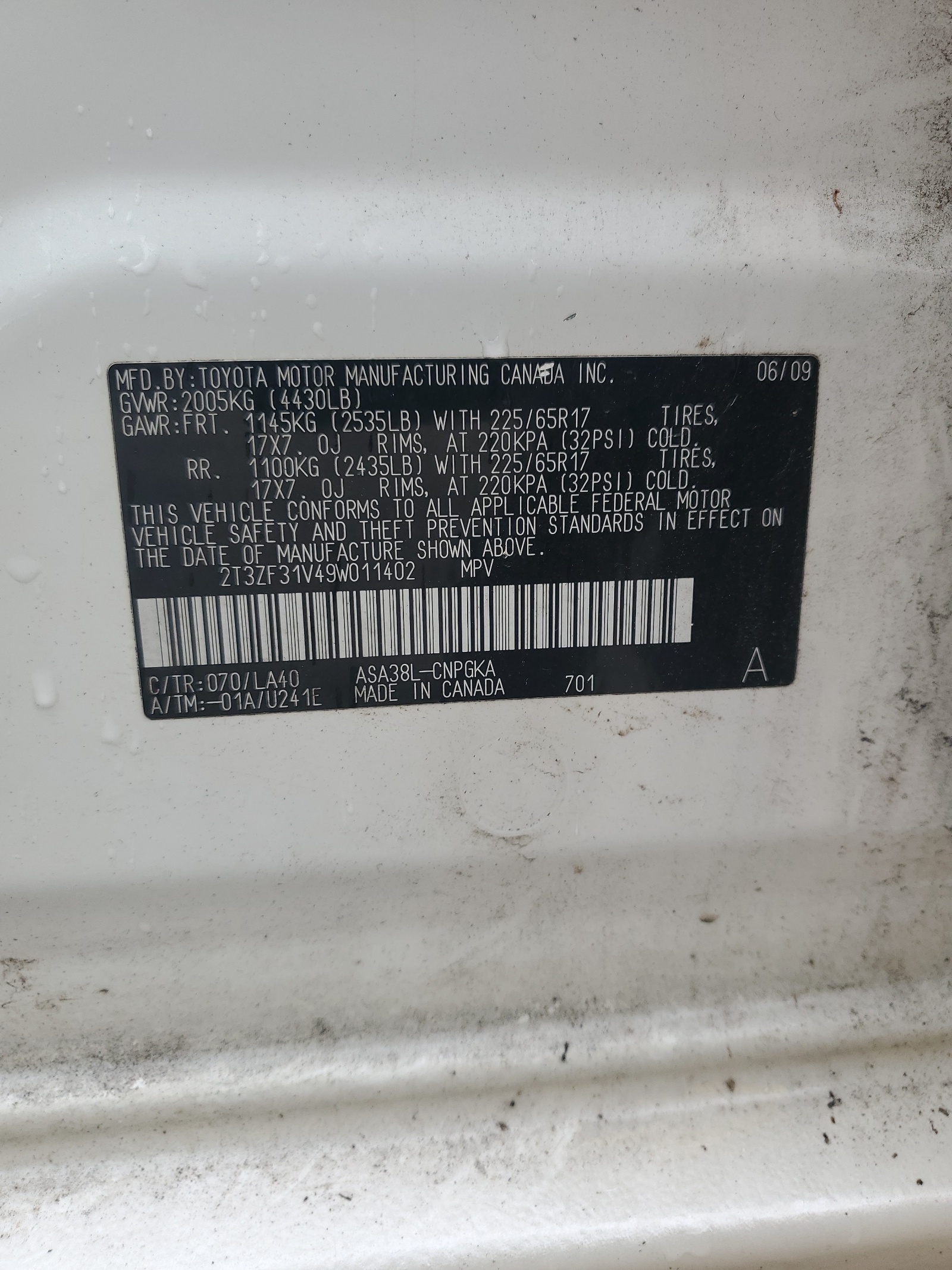 2T3ZF31V49W011402 2009 Toyota Rav4 Limited