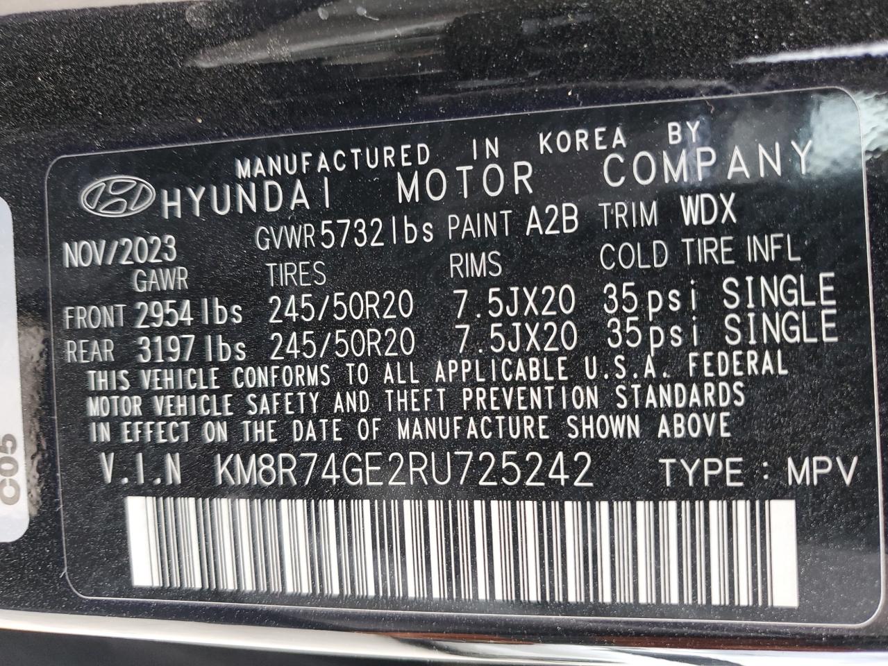 KM8R74GE2RU725242 2024 Hyundai Palisade Calligraphy