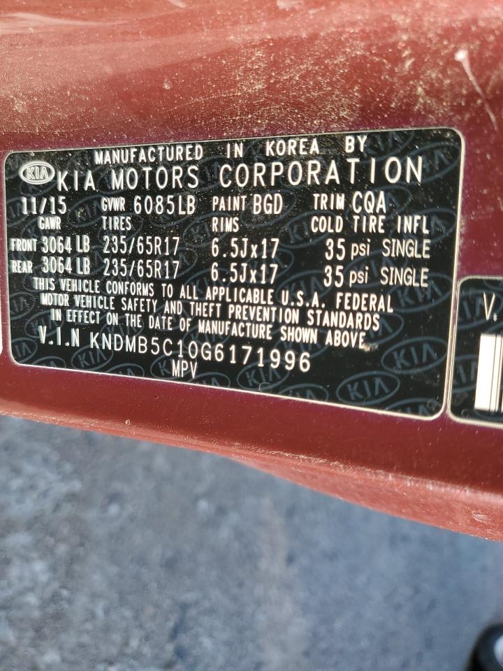 KNDMB5C10G6171996 2016 Kia Sedona Lx