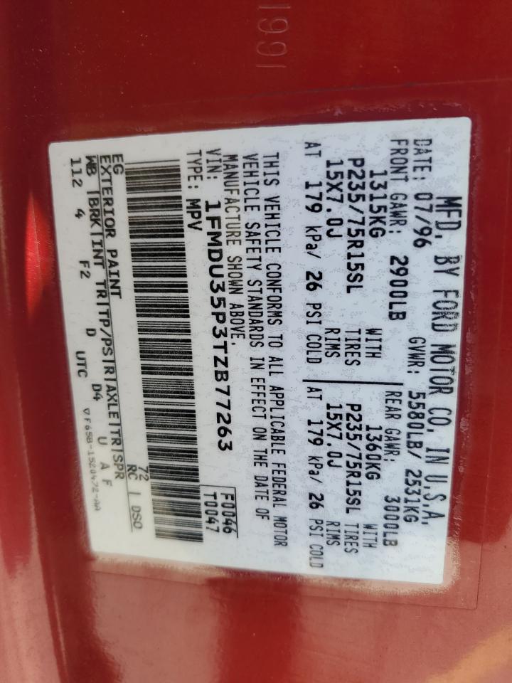 1996 Ford Explorer VIN: 1FMDU35P3TZB77263 Lot: 66764844