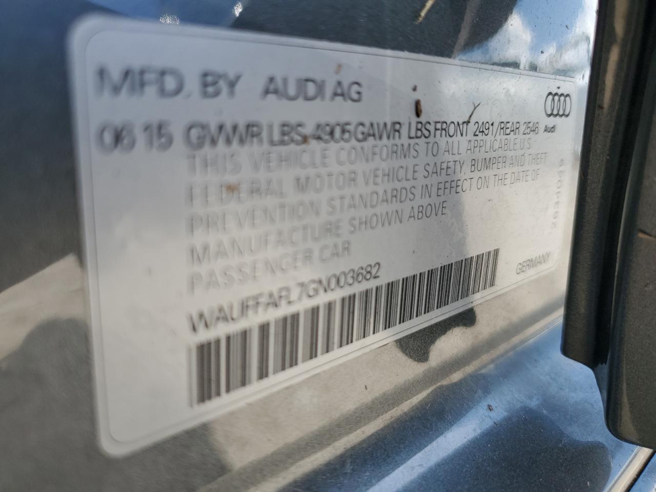 2016 Audi A4 Premium Plus S-Line VIN: WAUFFAFL7GN003682 Lot: 66987934