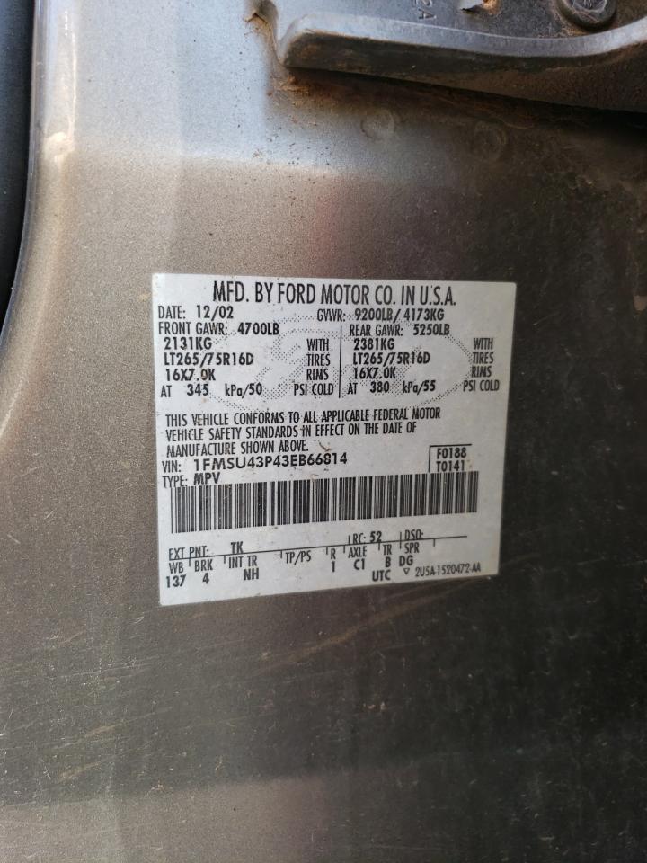 1FMSU43P43EB66814 2003 Ford Excursion Limited