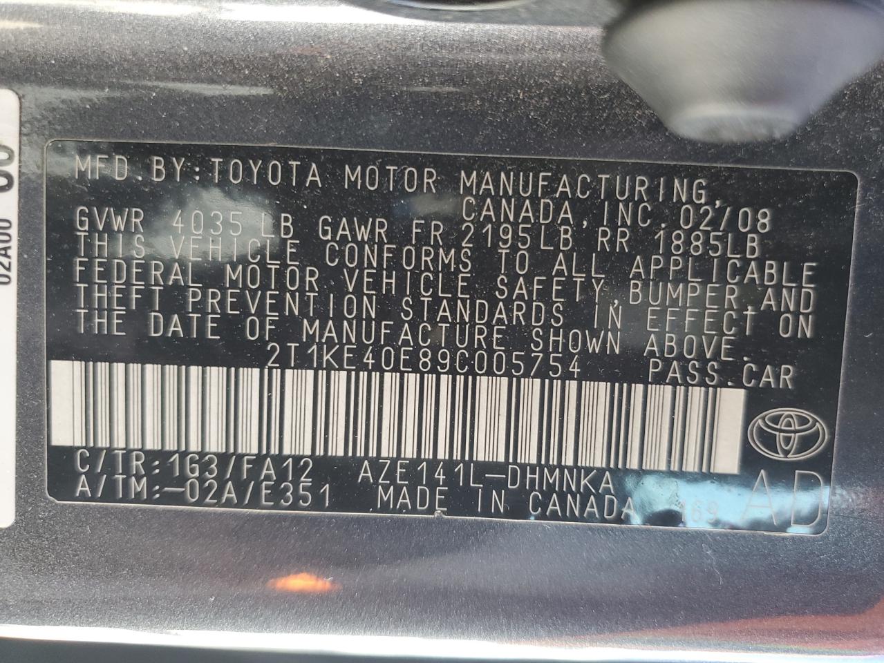 2T1KE40E89C005754 2009 Toyota Corolla Matrix S