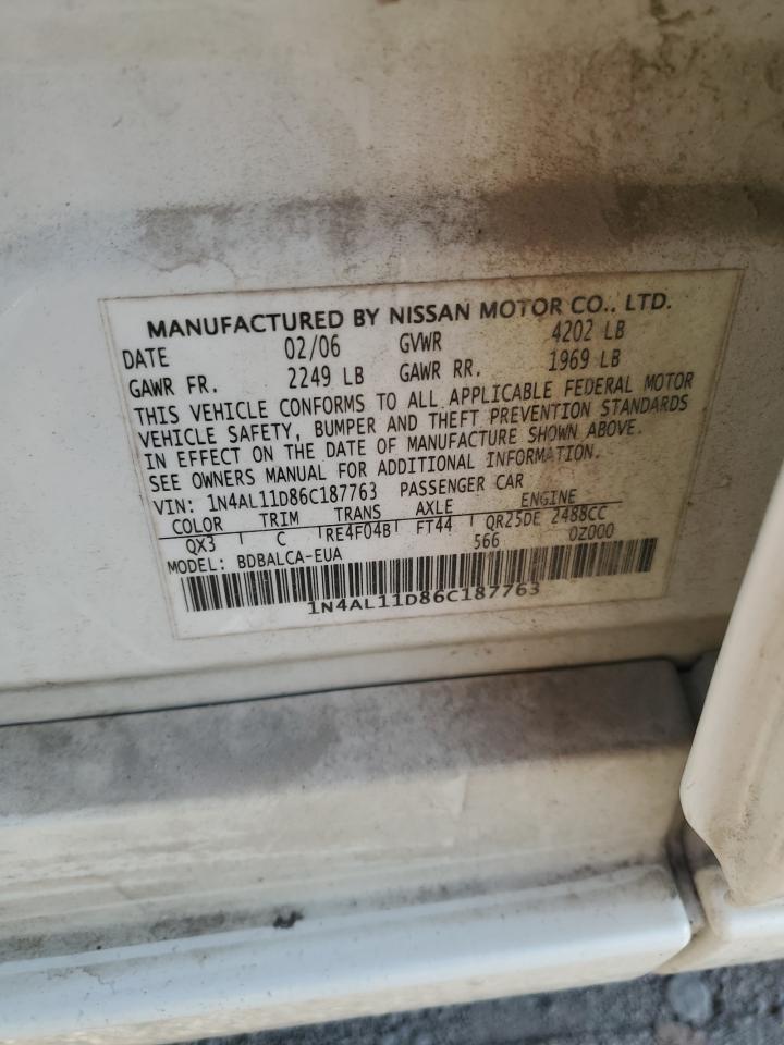 1N4AL11D86C187763 2006 Nissan Altima S