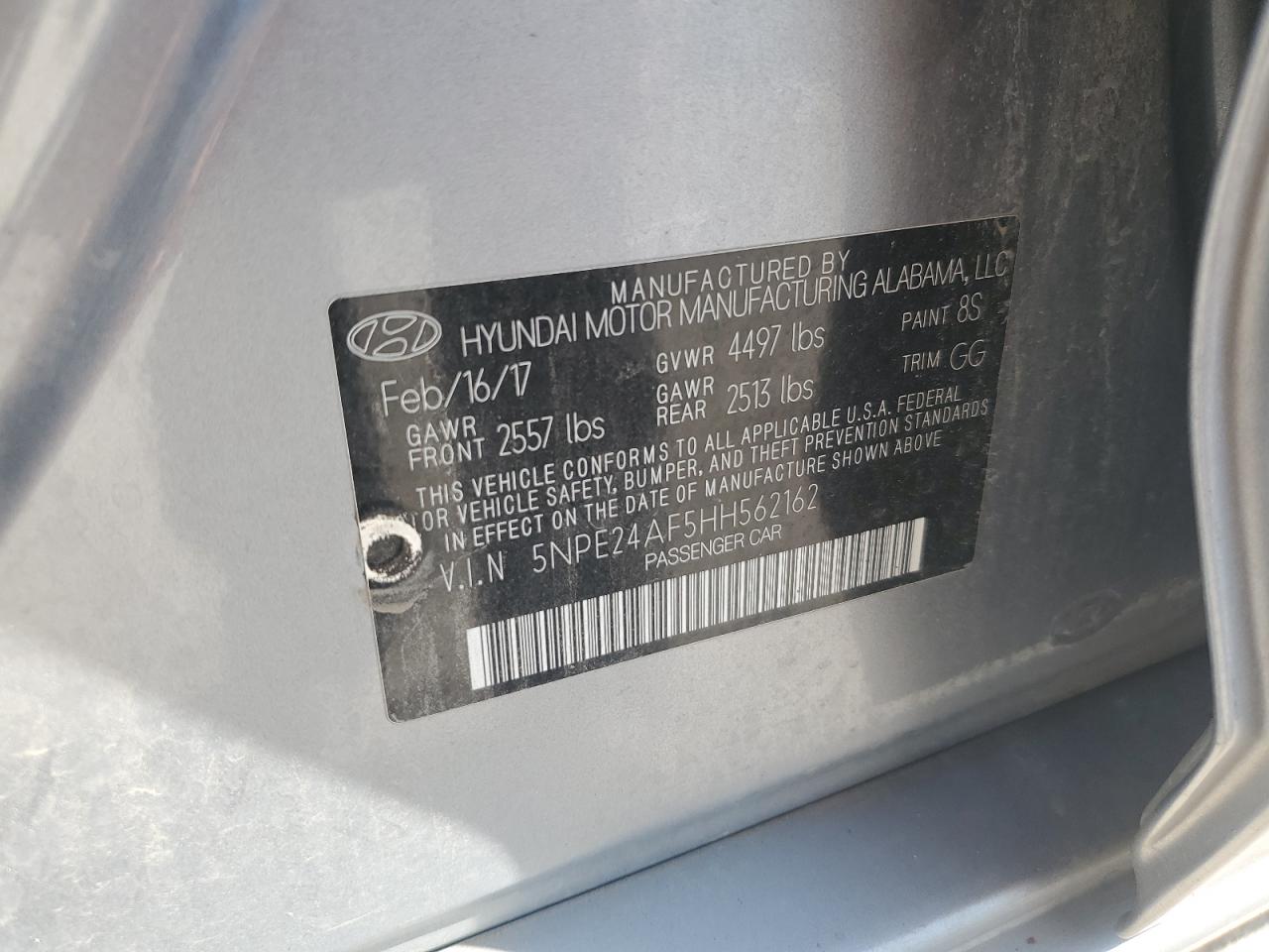 5NPE24AF5HH562162 2017 HYUNDAI SONATA - Image 14