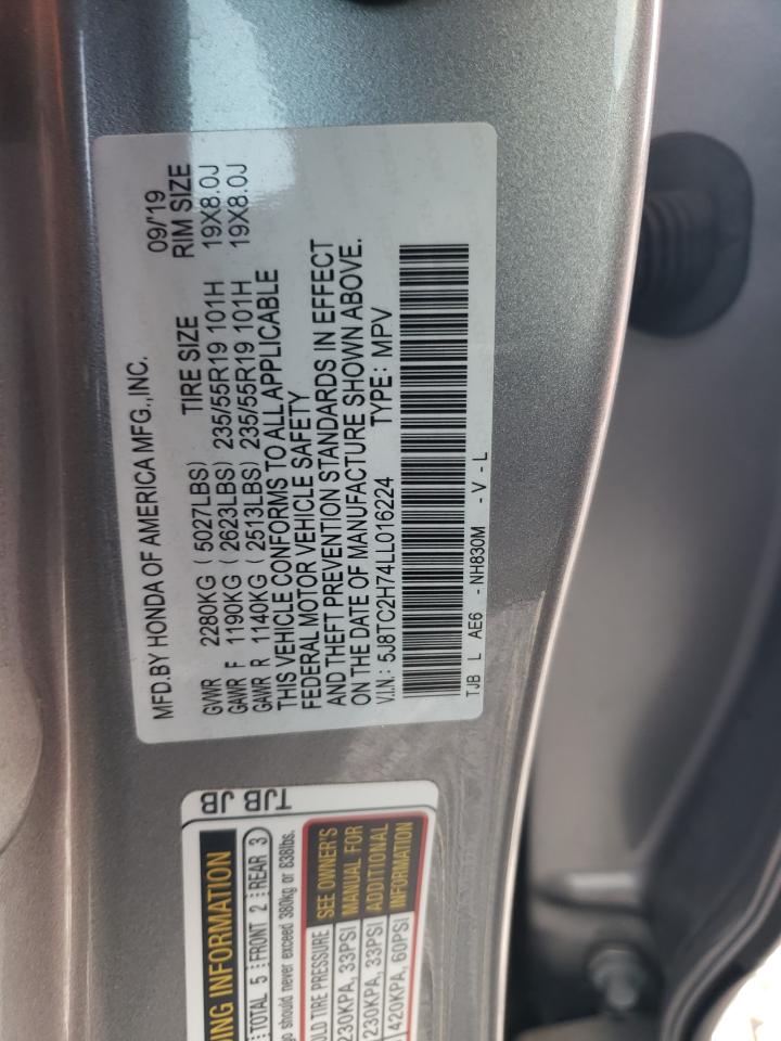 2020 Acura Rdx Advance VIN: 5J8TC2H74LL016224 Lot: 65771254