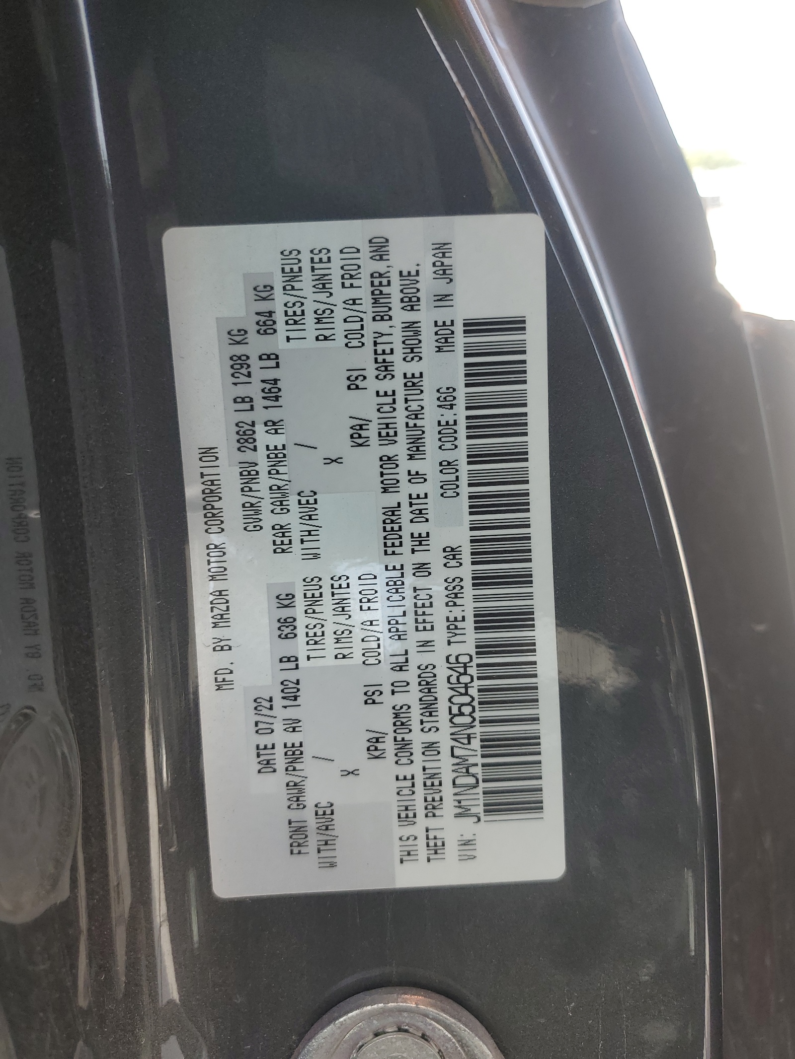 JM1NDAM74N0504646 2022 Mazda Mx-5 Miata Grand Touring