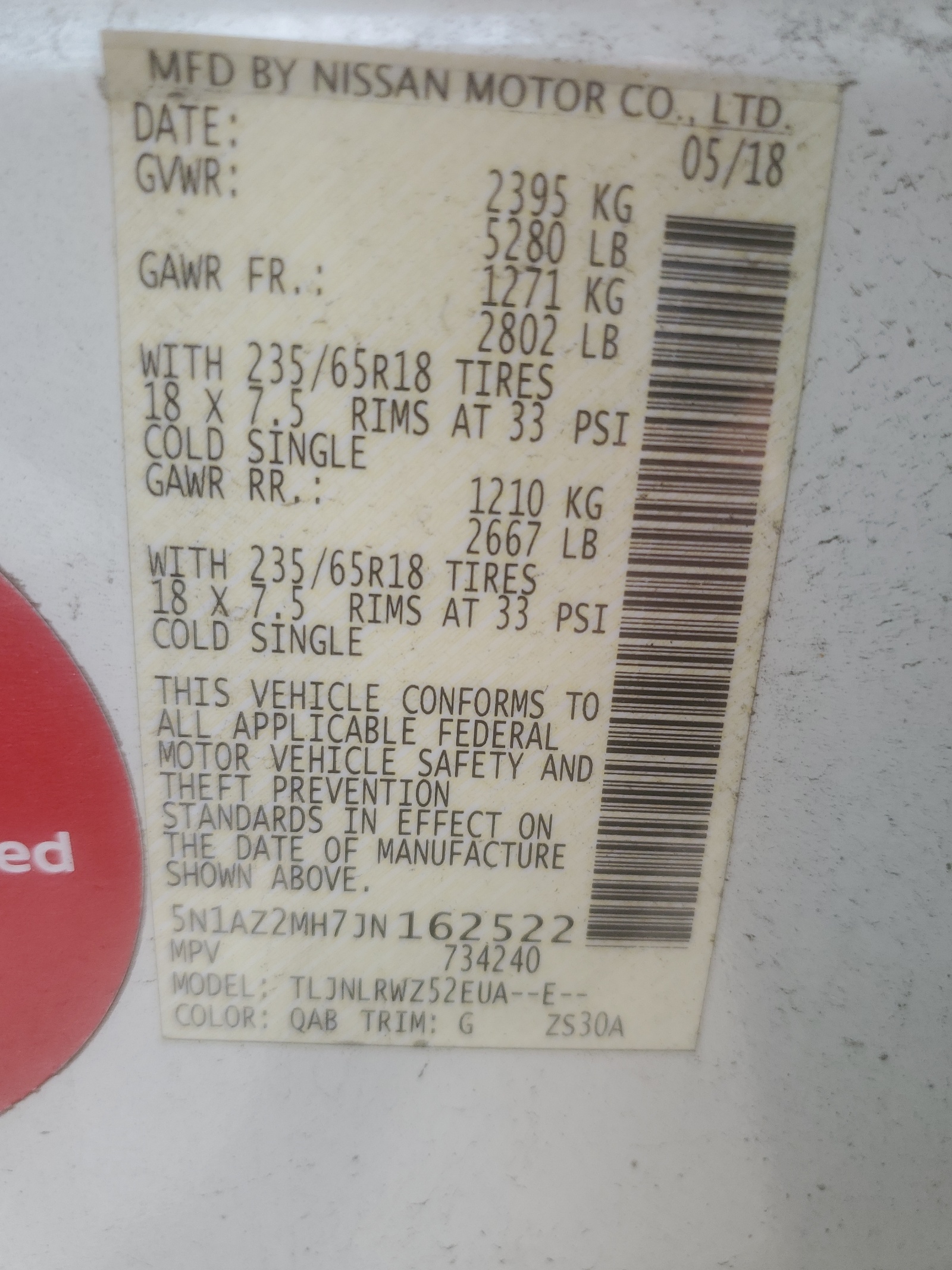 5N1AZ2MH7JN162522 2018 Nissan Murano S