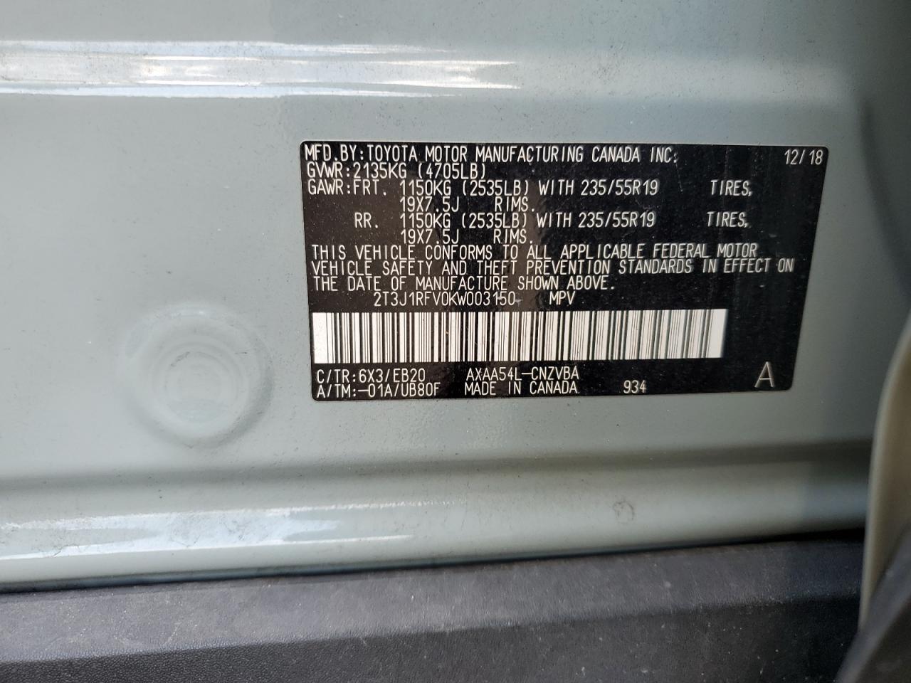 2T3J1RFV0KW003150 2019 TOYOTA RAV 4 - Image 14