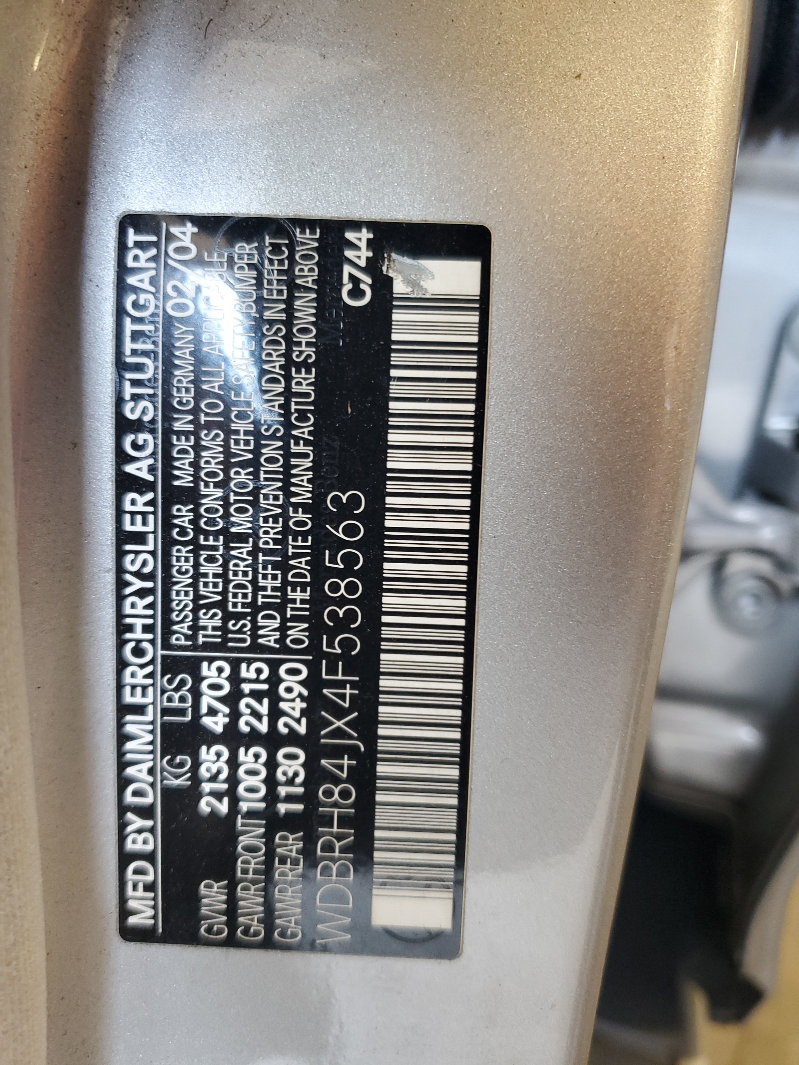 WDBRH84JX4F538563 2004 Mercedes-Benz C 320 4Matic