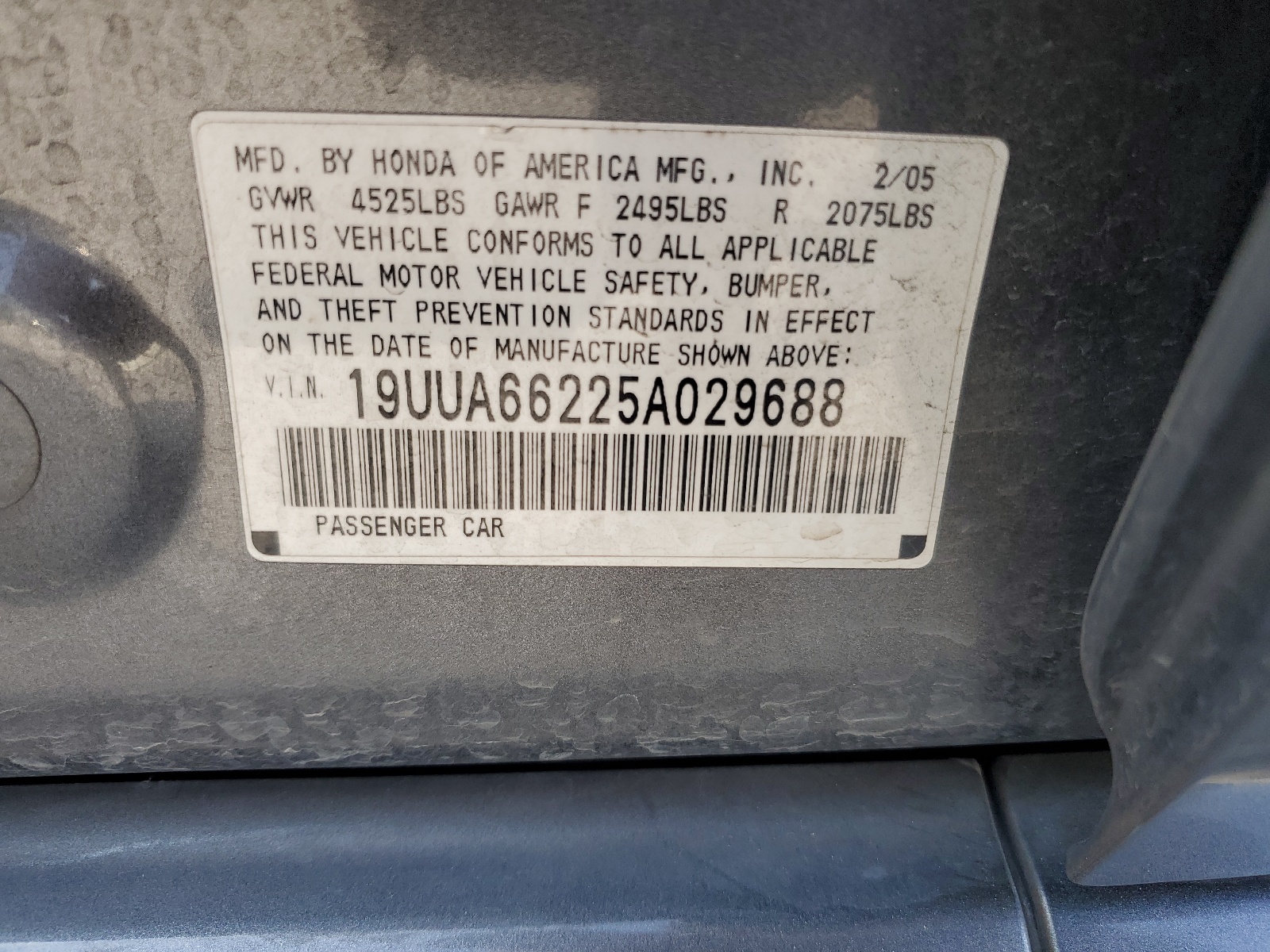 19UUA66225A029688 2005 Acura Tl