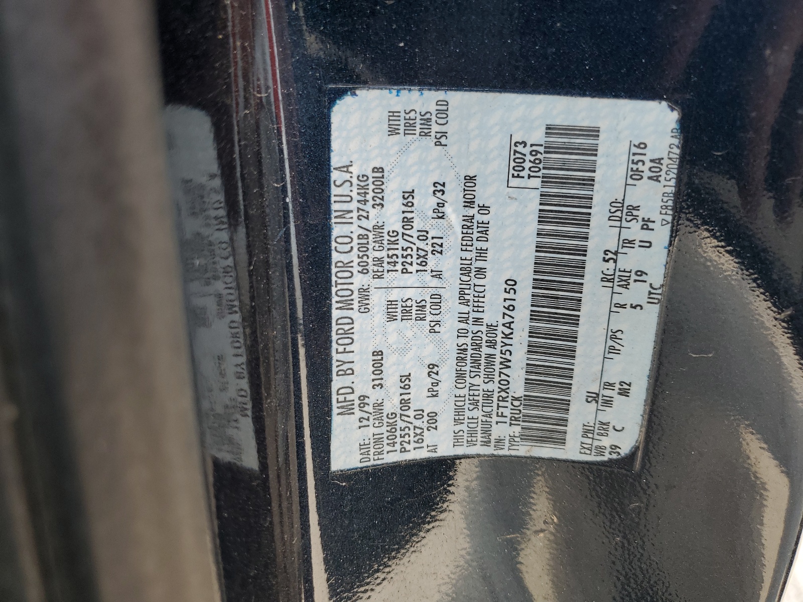 1FTRX07W5YKA76150 2000 Ford F150