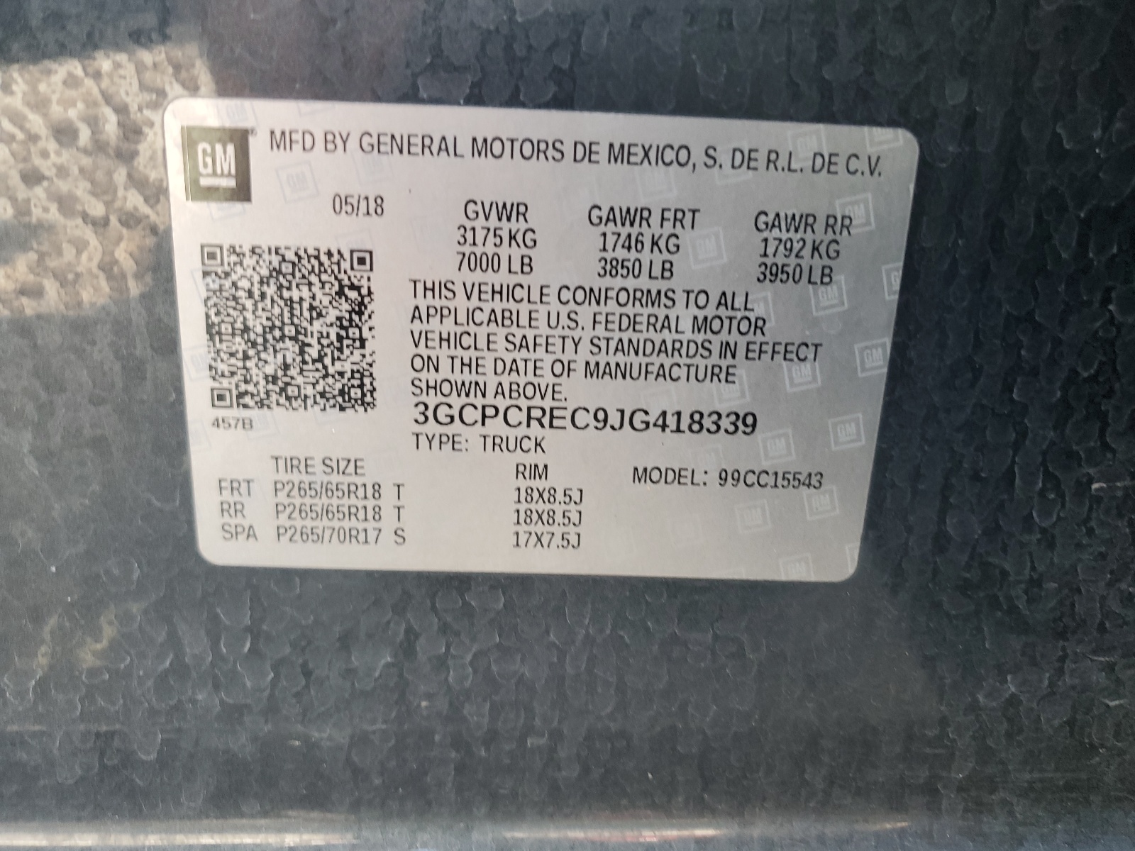 3GCPCREC9JG418339 2018 Chevrolet Silverado C1500 Lt