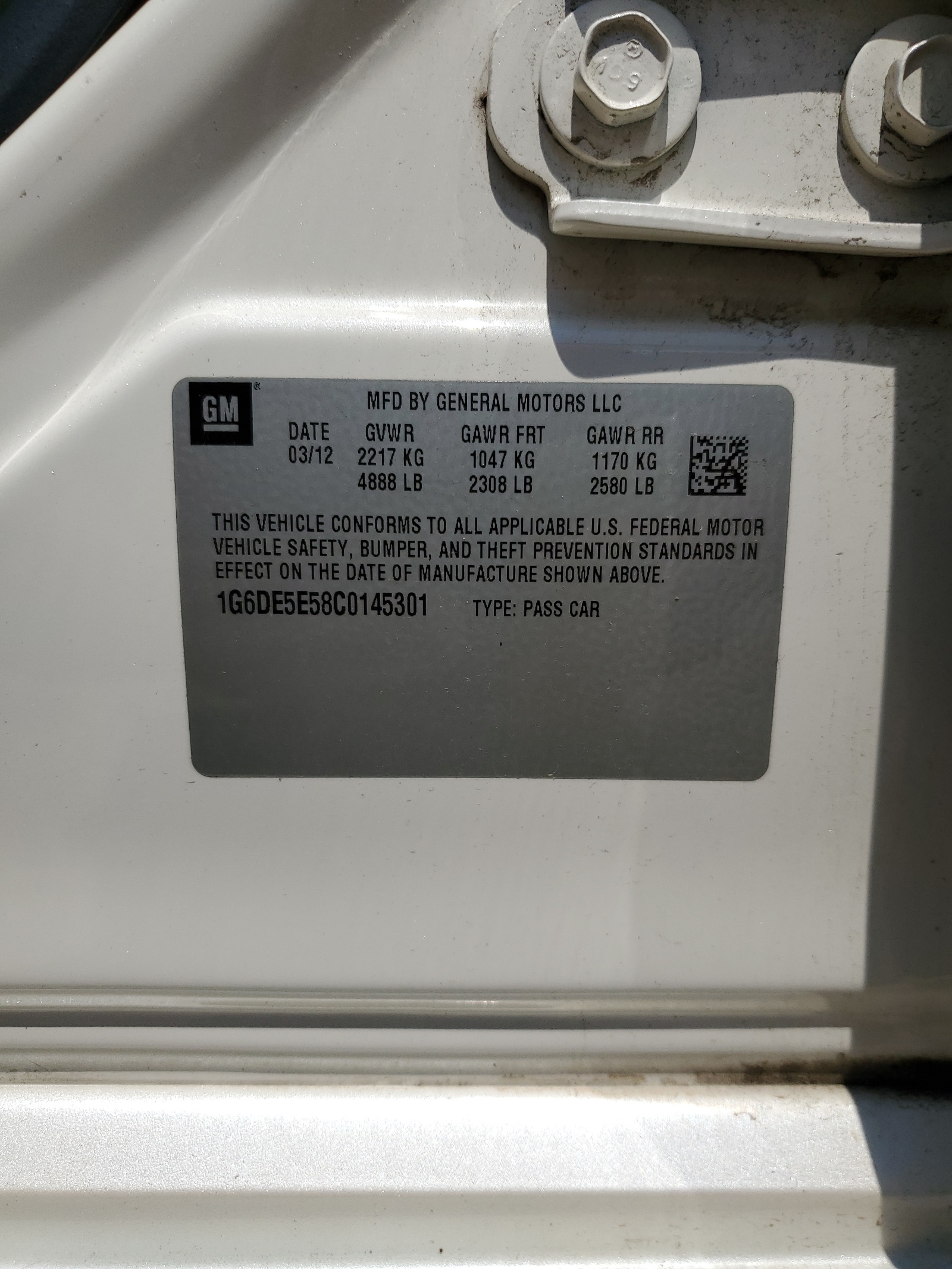 1G6DE5E58C0145301 2012 Cadillac Cts Luxury Collection