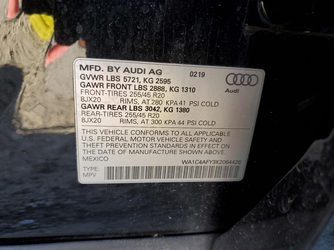 WA1C4AFY3K2064426 2019 Audi Sq5 Prestige