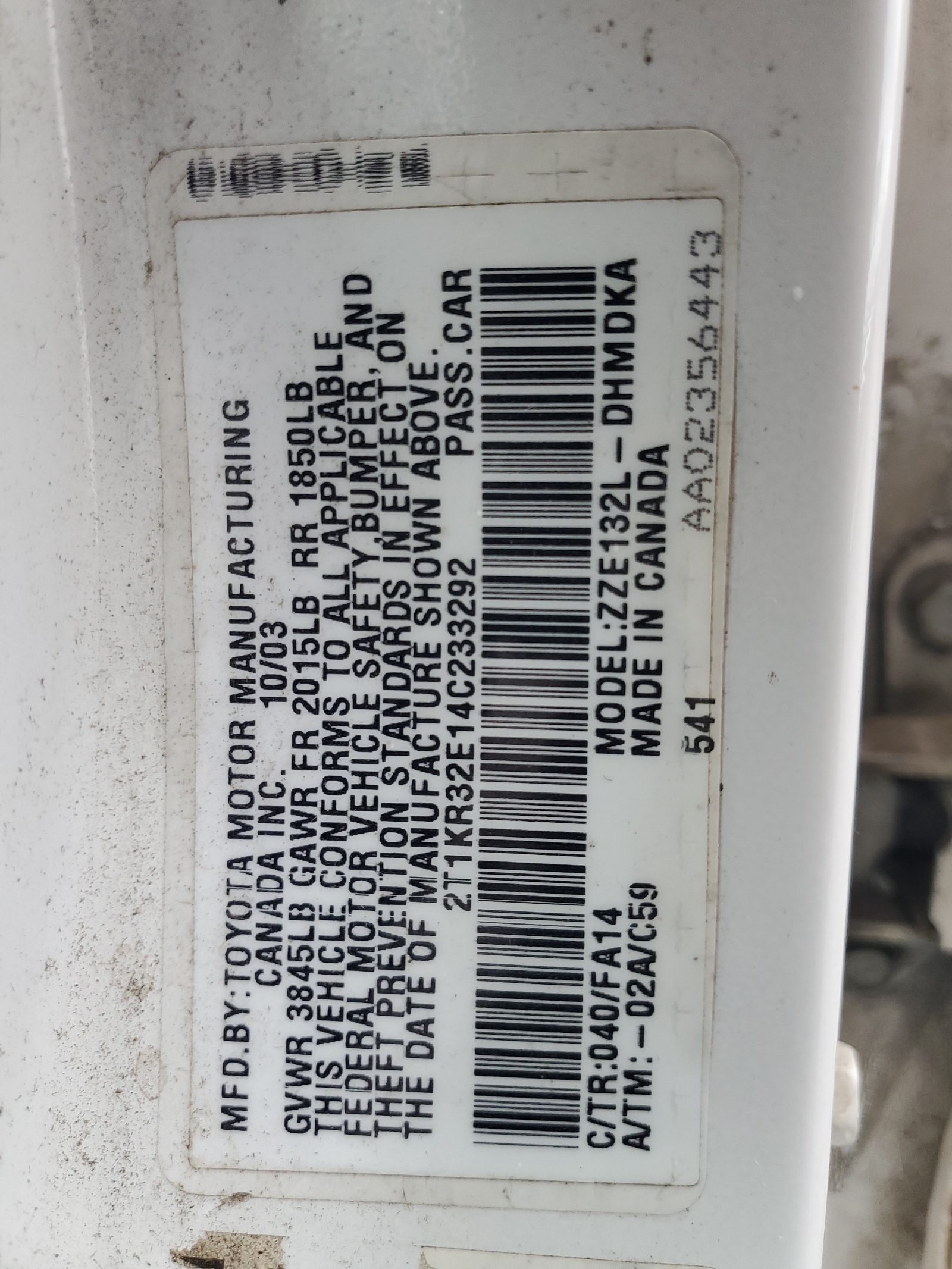 2T1KR32E14C233292 2004 Toyota Corolla Matrix Xr