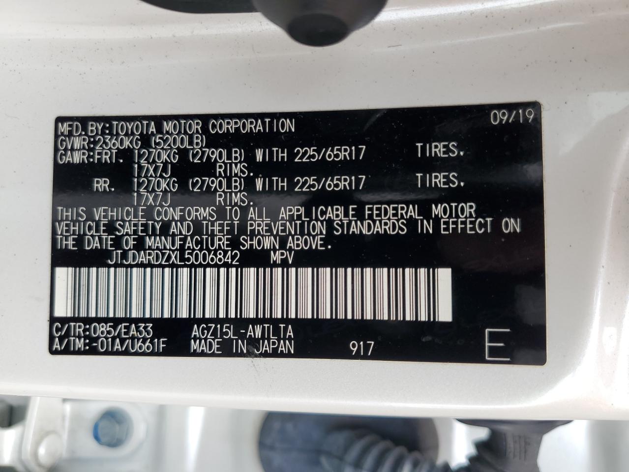 2020 Lexus Nx 300 VIN: JTJDARDZXL5006842 Lot: 65367454