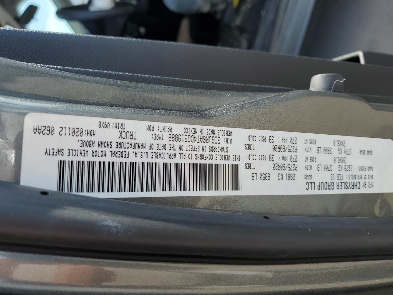 2013 Ram 1500 St VIN: 3C6JR6AT4DG519888 Lot: 67605554