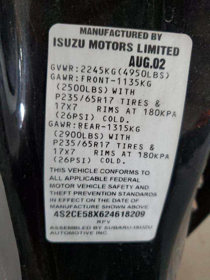 4S2CE58X624618209 2002 Isuzu Axiom Xs