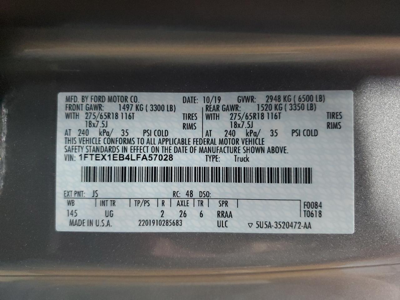 1FTEX1EB4LFA57028 2020 FORD F-150 - Image 14