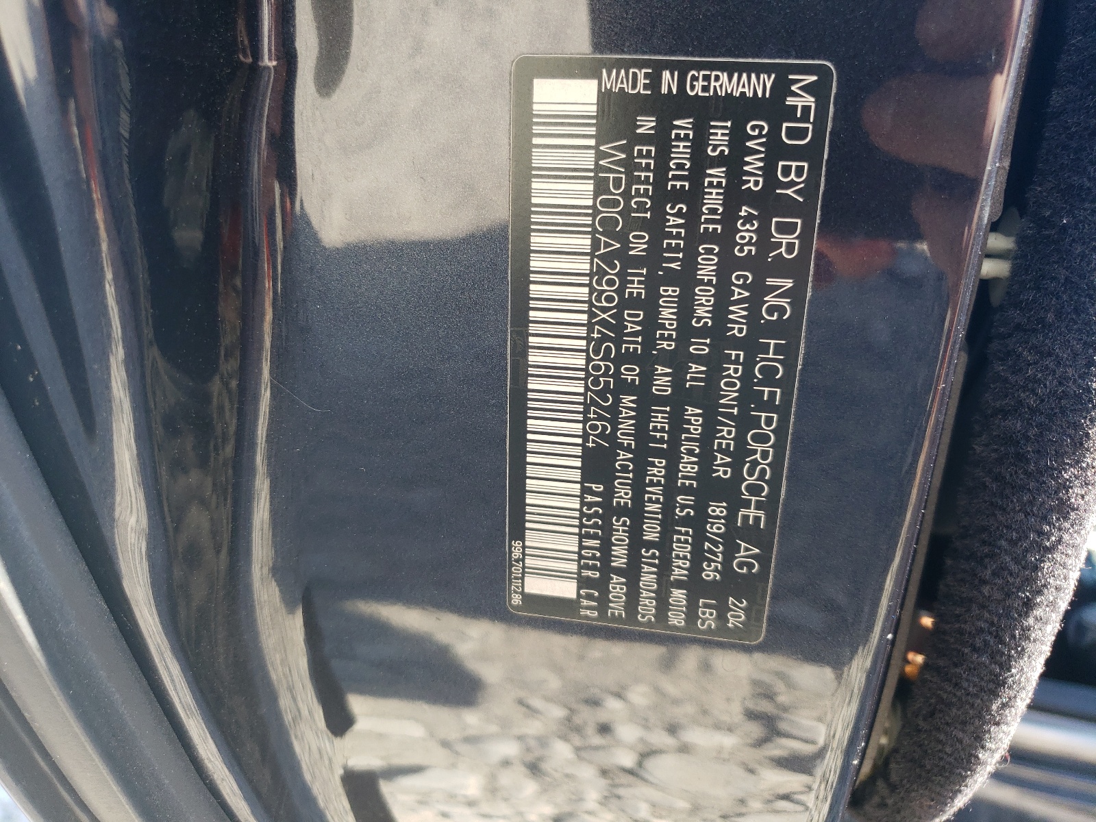 WP0CA299X4S652464 2004 Porsche 911 Carrera