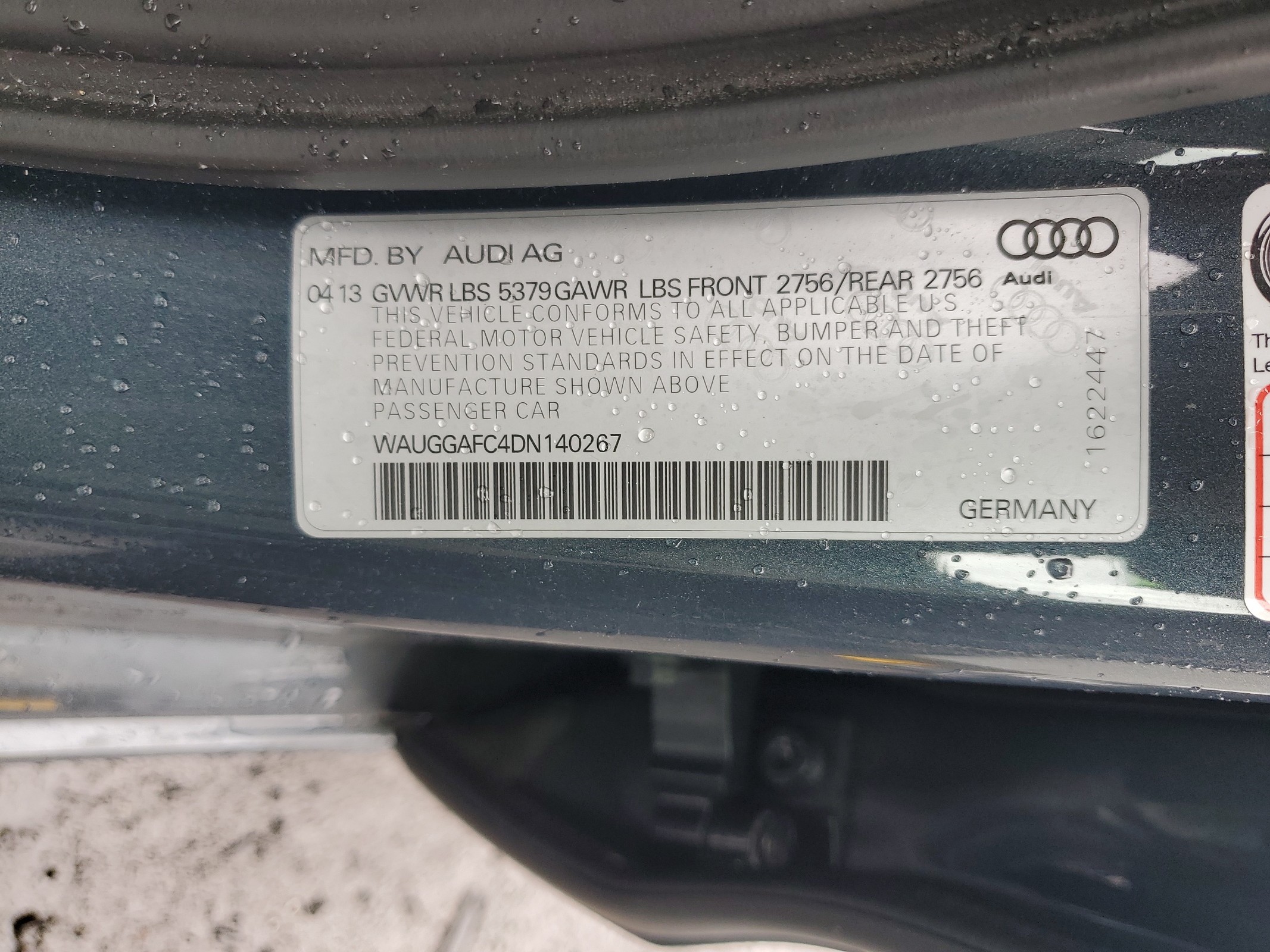 WAUGGAFC4DN140267 2013 Audi A6 Premium Plus