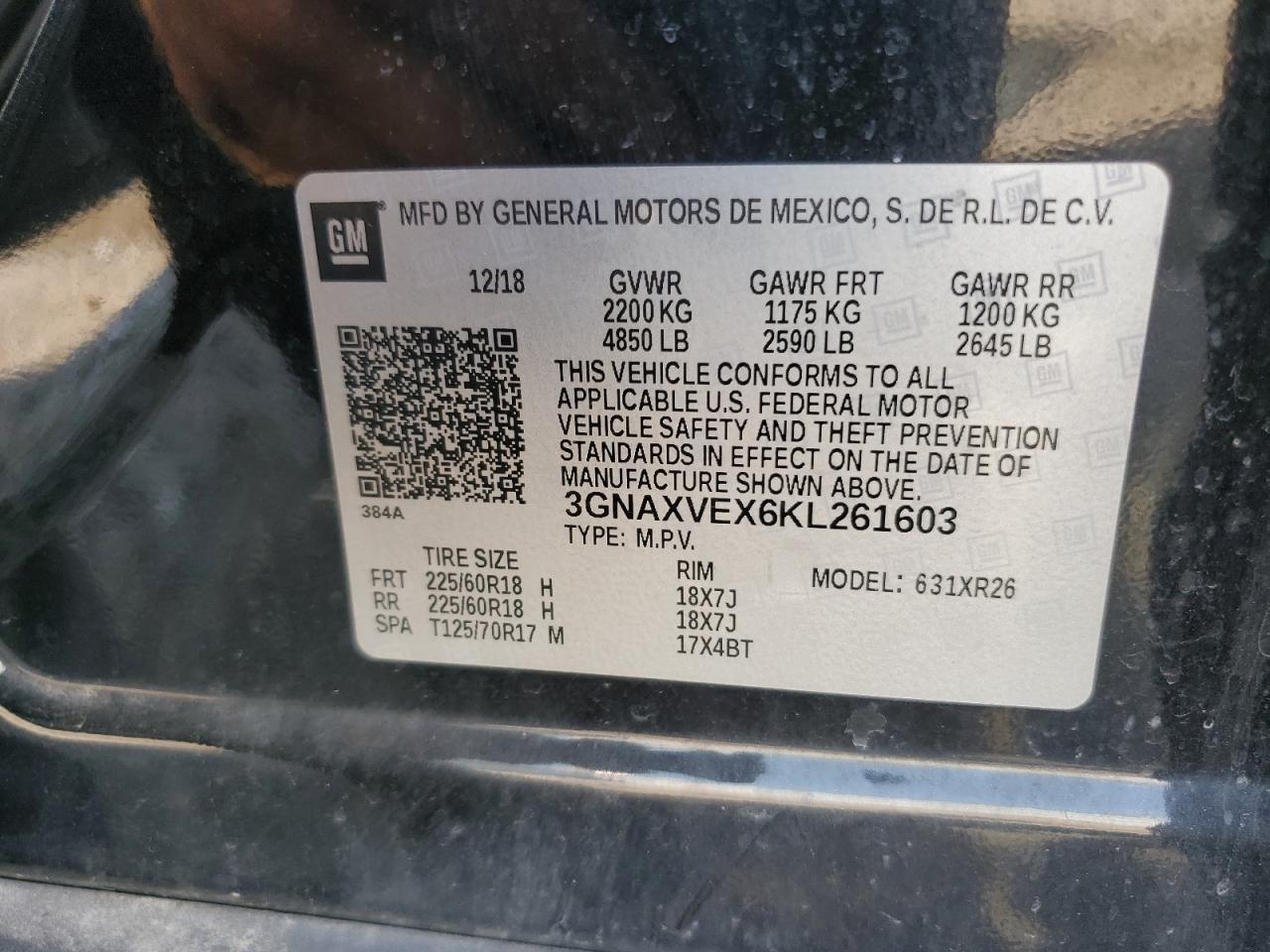 3GNAXVEX6KL261603 2019 CHEVROLET EQUINOX - Image 14