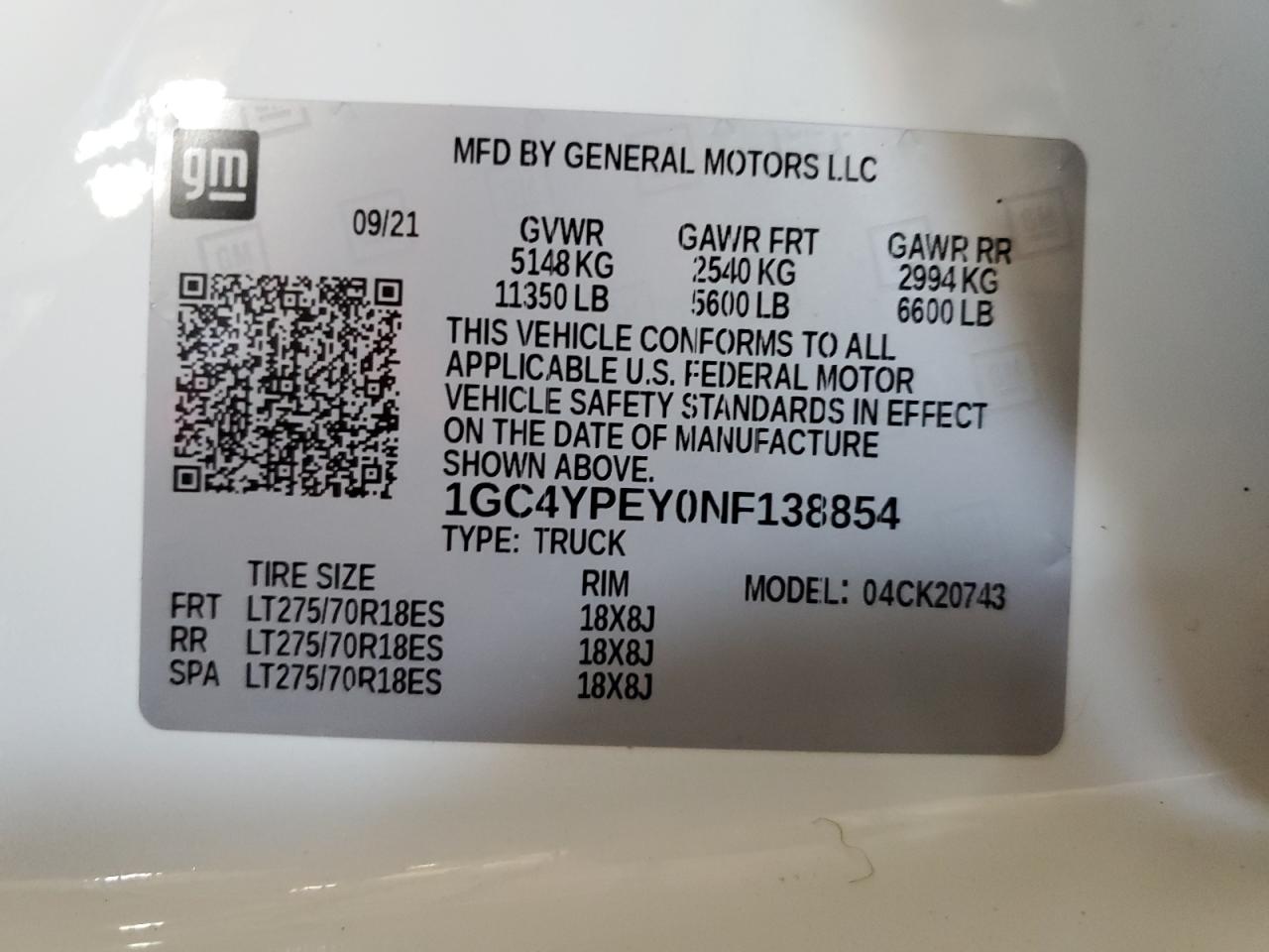 2022 Chevrolet Silverado K2500 Heavy Duty Ltz VIN: 1GC4YPEY0NF138854 Lot: 69857494