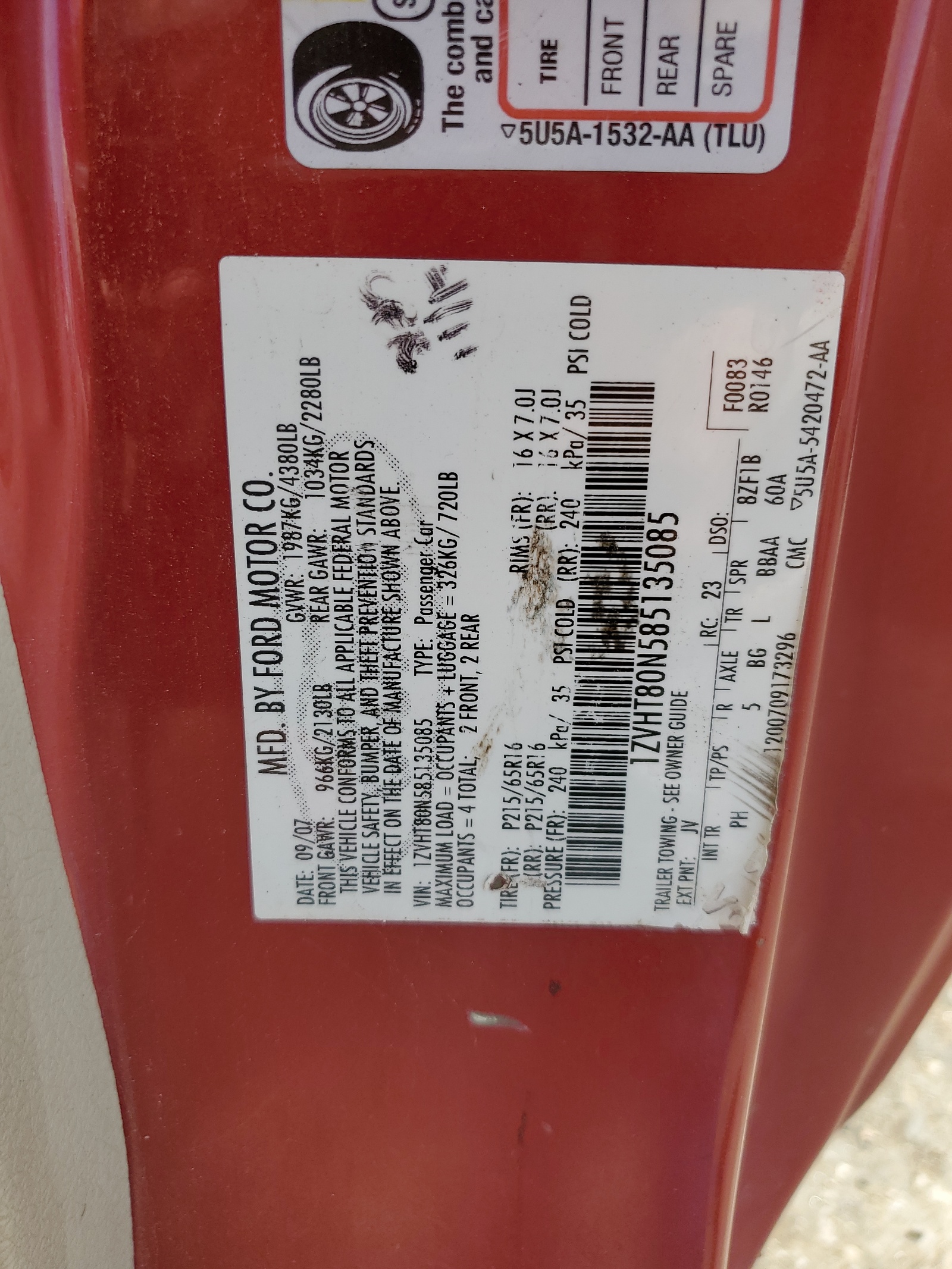 1ZVHT80N585135085 2008 Ford Mustang