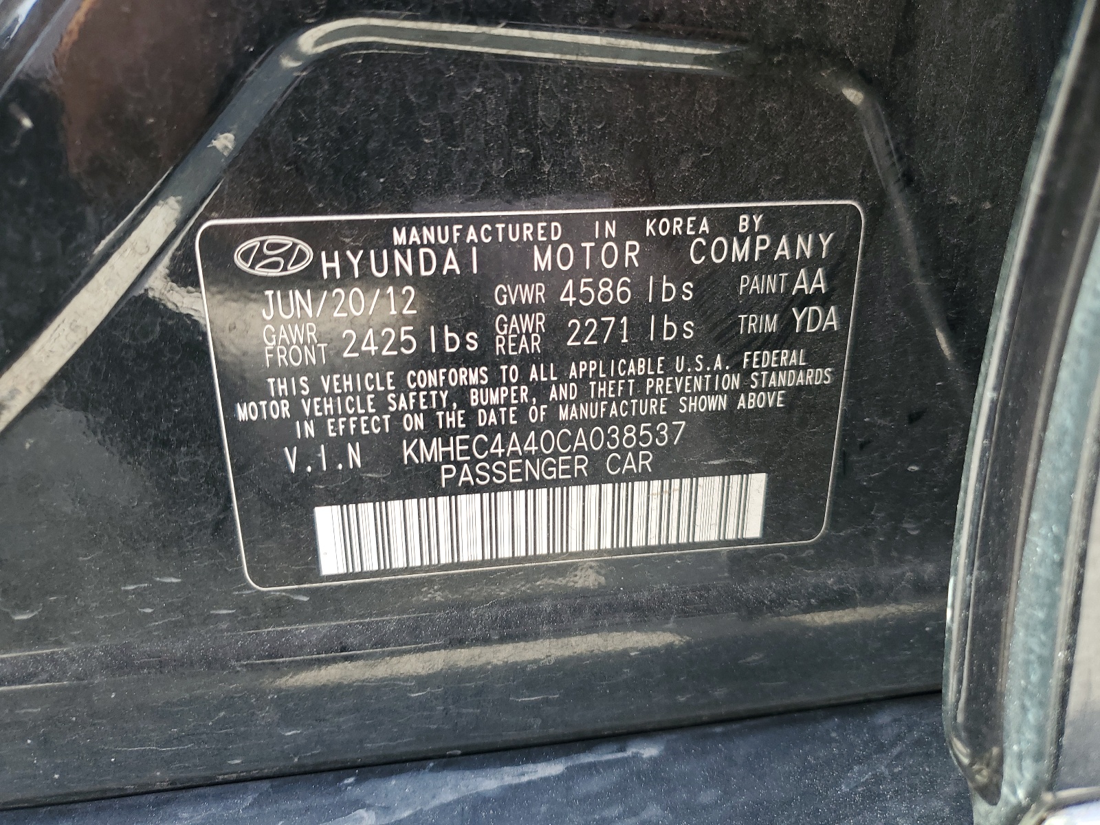 2012 Hyundai Sonata Hybrid vin: KMHEC4A40CA038537