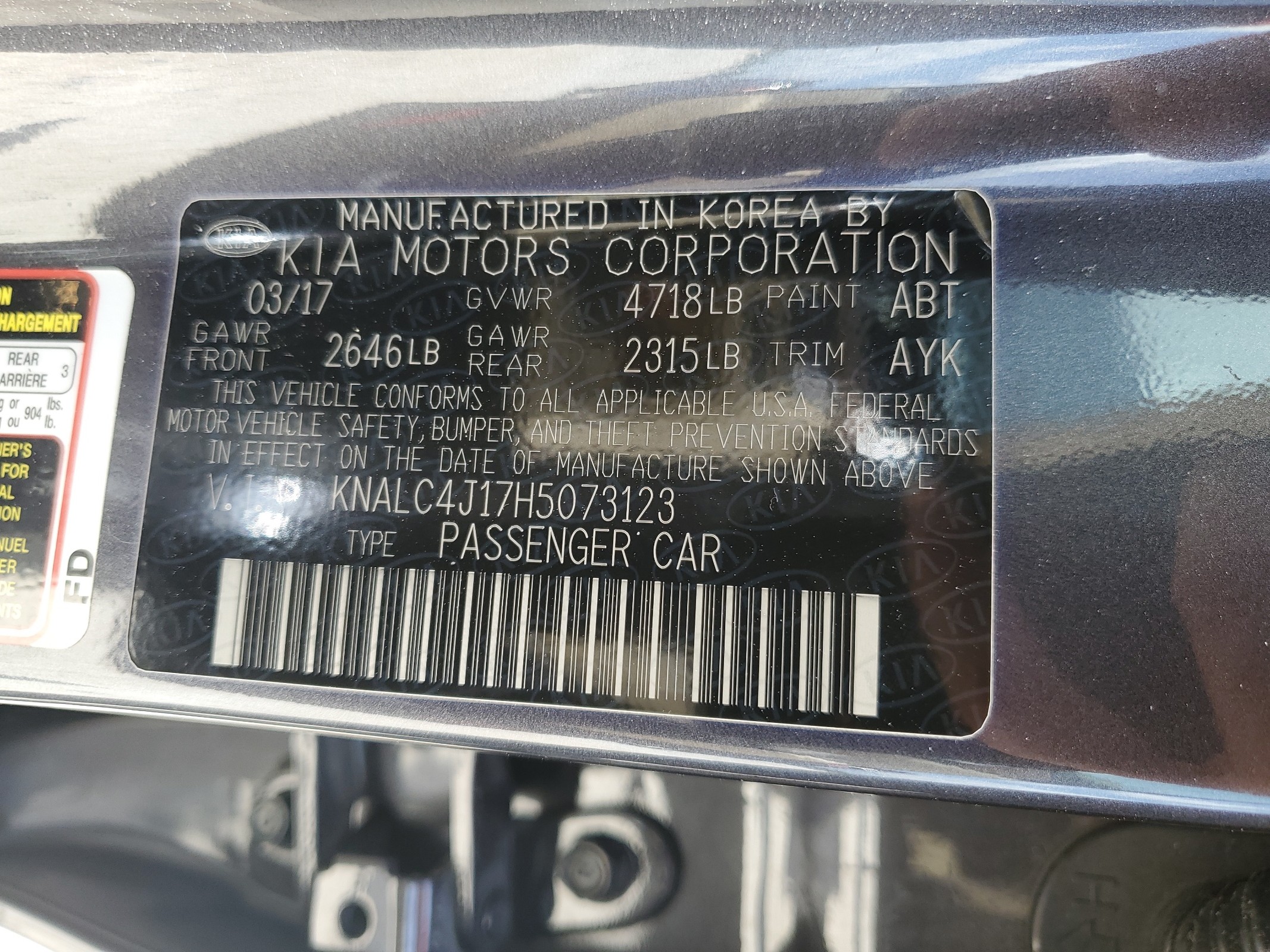 KNALC4J17H5073123 2017 Kia Cadenza Premium