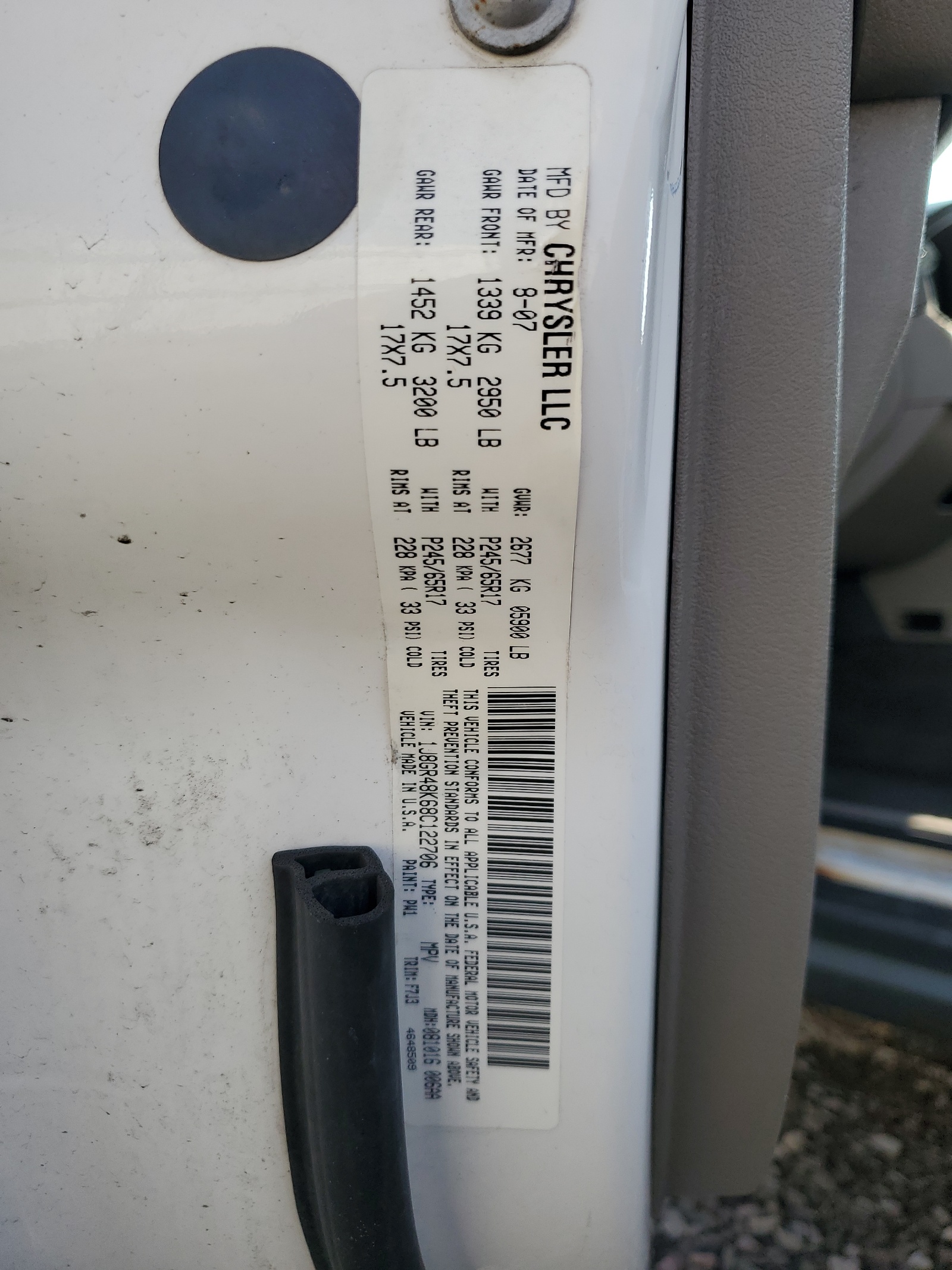 1J8GR48K68C122706 2008 Jeep Grand Cherokee Laredo