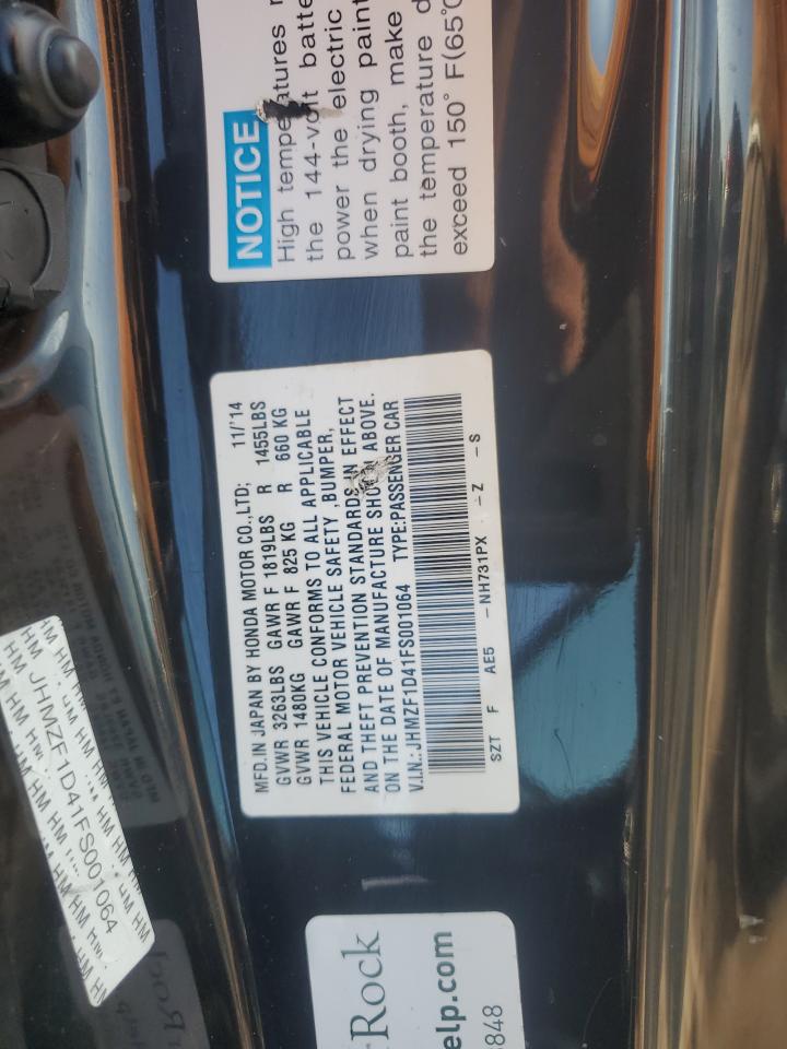 2015 Honda Cr-Z VIN: JHMZF1D41FS001064 Lot: 68867634