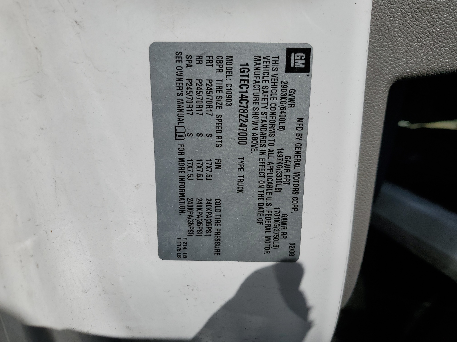 1GTEC14C78Z247000 2008 GMC Sierra C1500