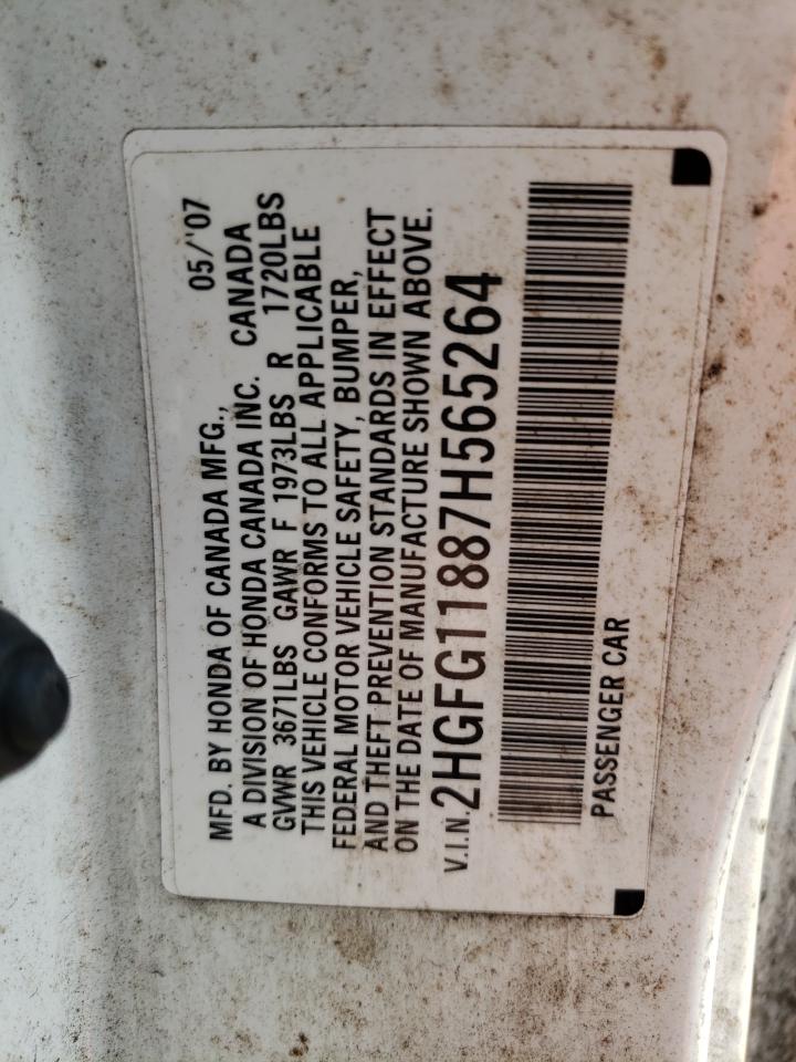 2007 Honda Civic Ex VIN: 2HGFG11887H565264 Lot: 67002254