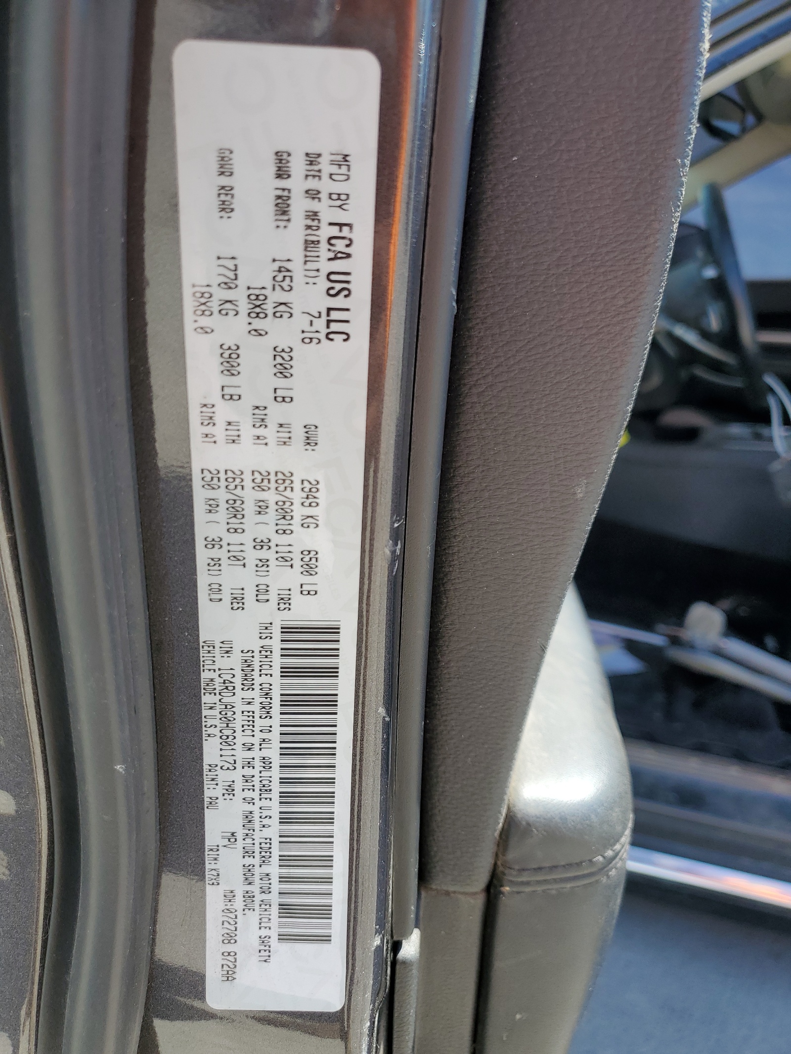 1C4RDJAG0HC601173 2017 Dodge Durango Sxt