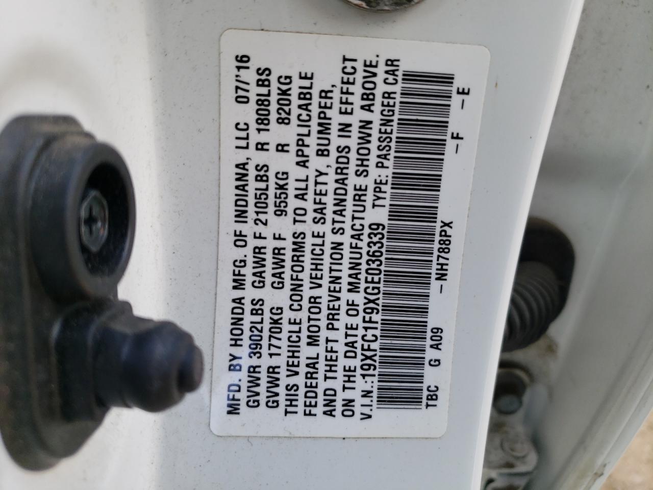 19XFC1F9XGE036339 2016 HONDA CIVIC - Image 12