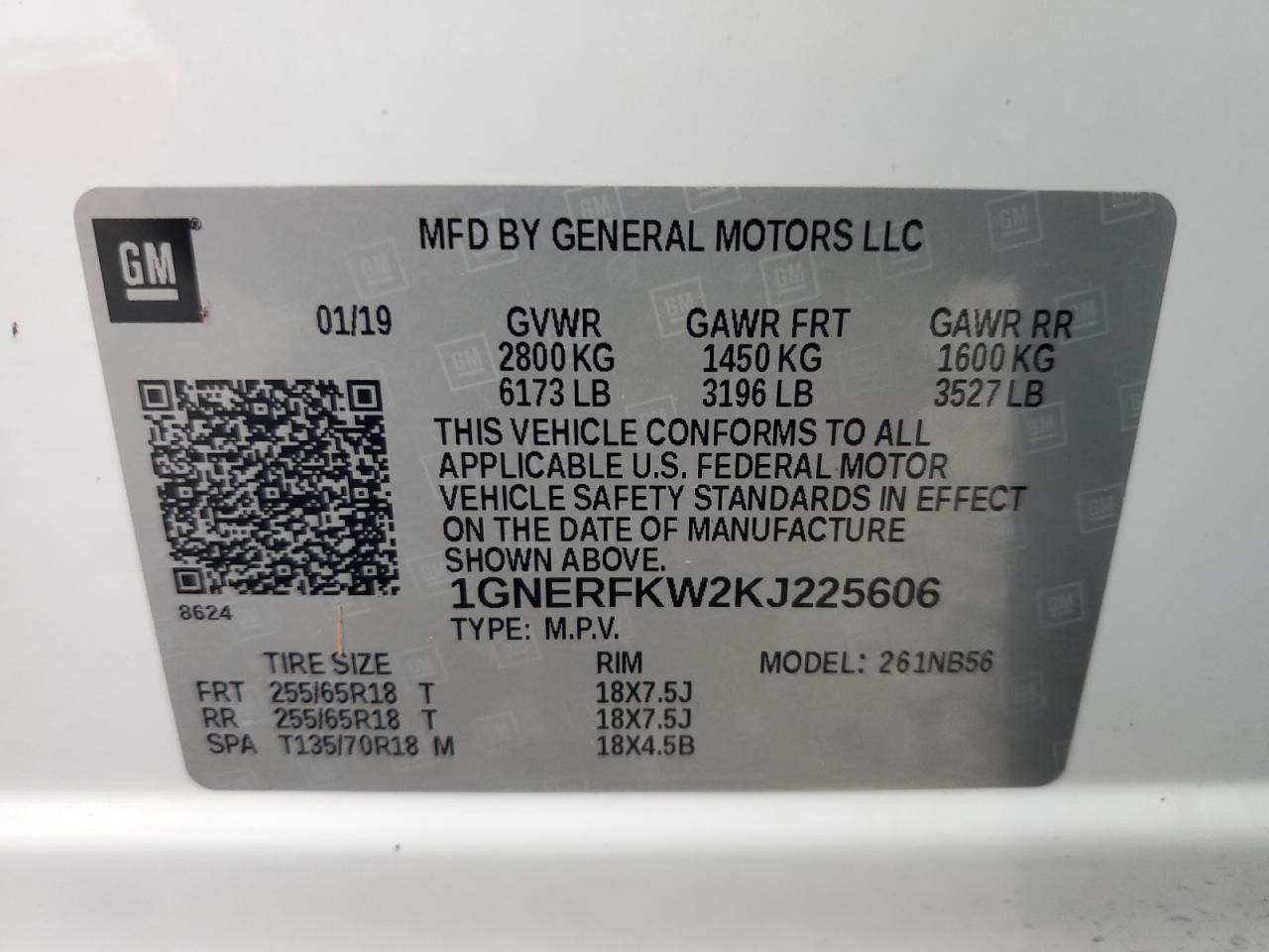 1GNERFKW2KJ225606 2019 Chevrolet Traverse Ls